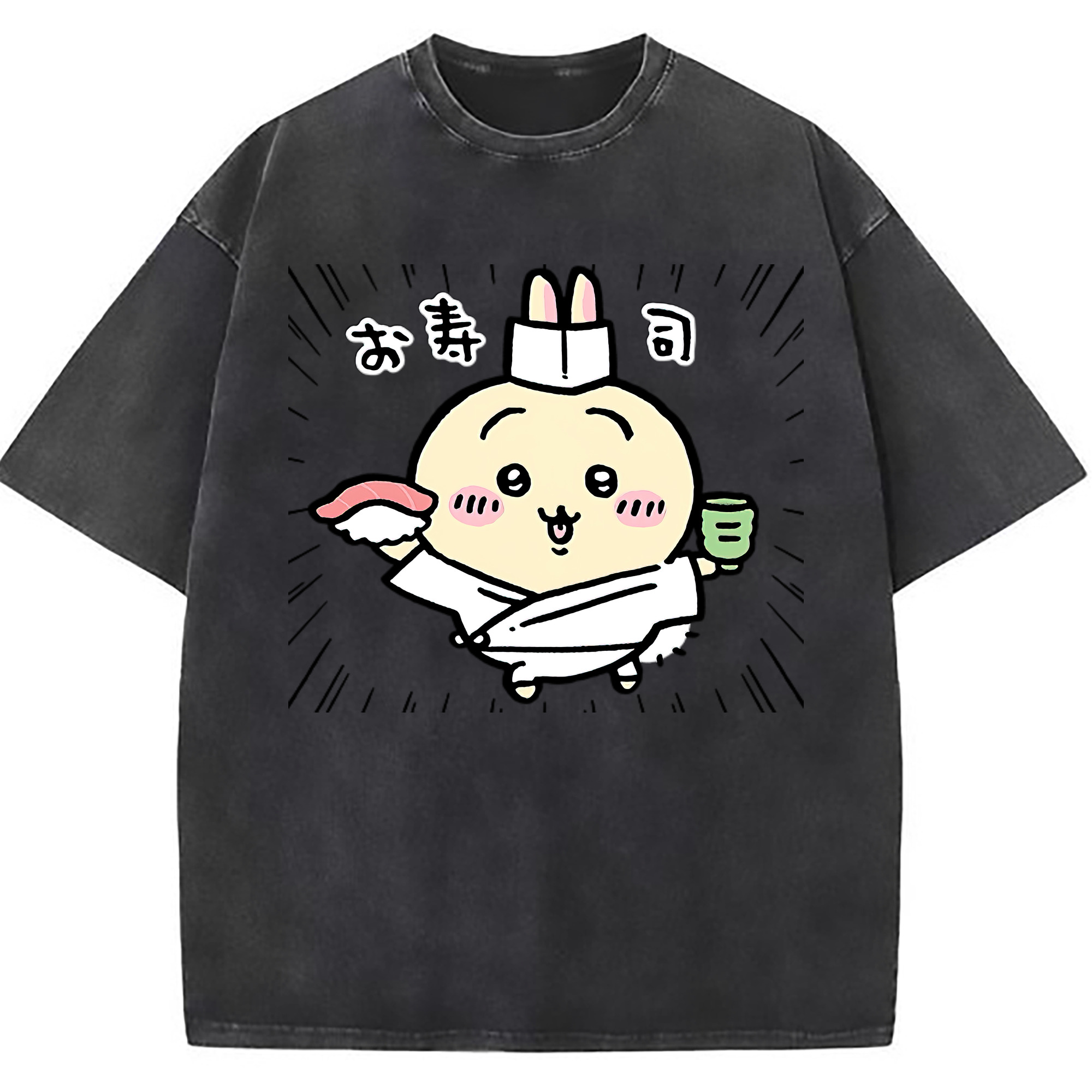（画像用） ちいかわ うさぎ Chii-kawa usagi 綿100% ヴィンテージ風 半袖Tシャツ（フロントプリント）