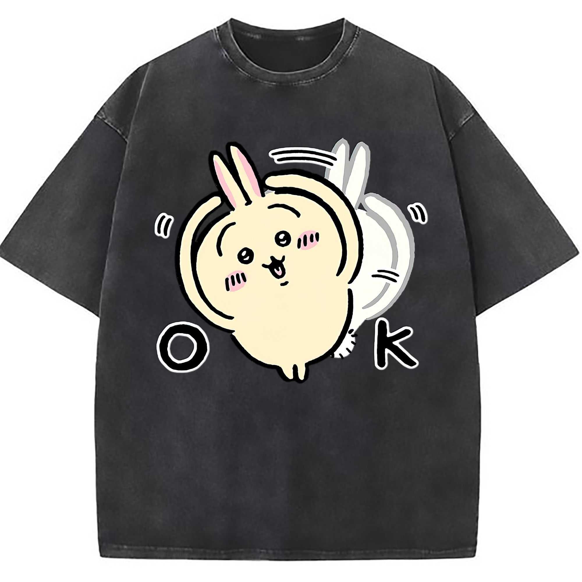 （画像用） ちいかわ うさぎ Chii-kawa usagi 綿100% ヴィンテージ風 半袖Tシャツ（フロントプリント）