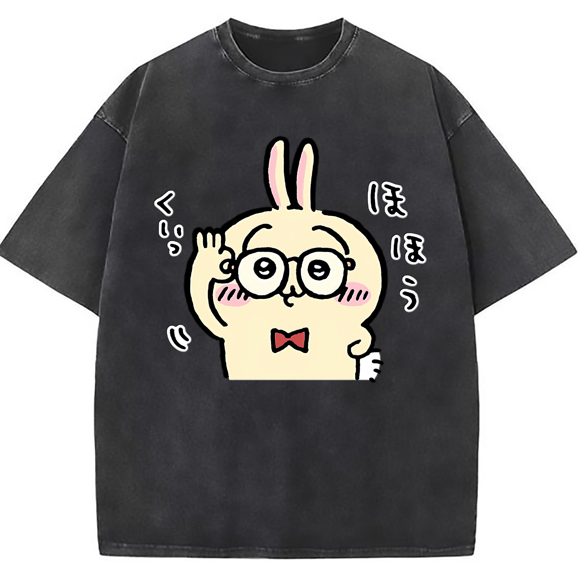 （画像用） ちいかわ うさぎ Chii-kawa usagi 綿100% ヴィンテージ風 半袖Tシャツ（フロントプリント）
