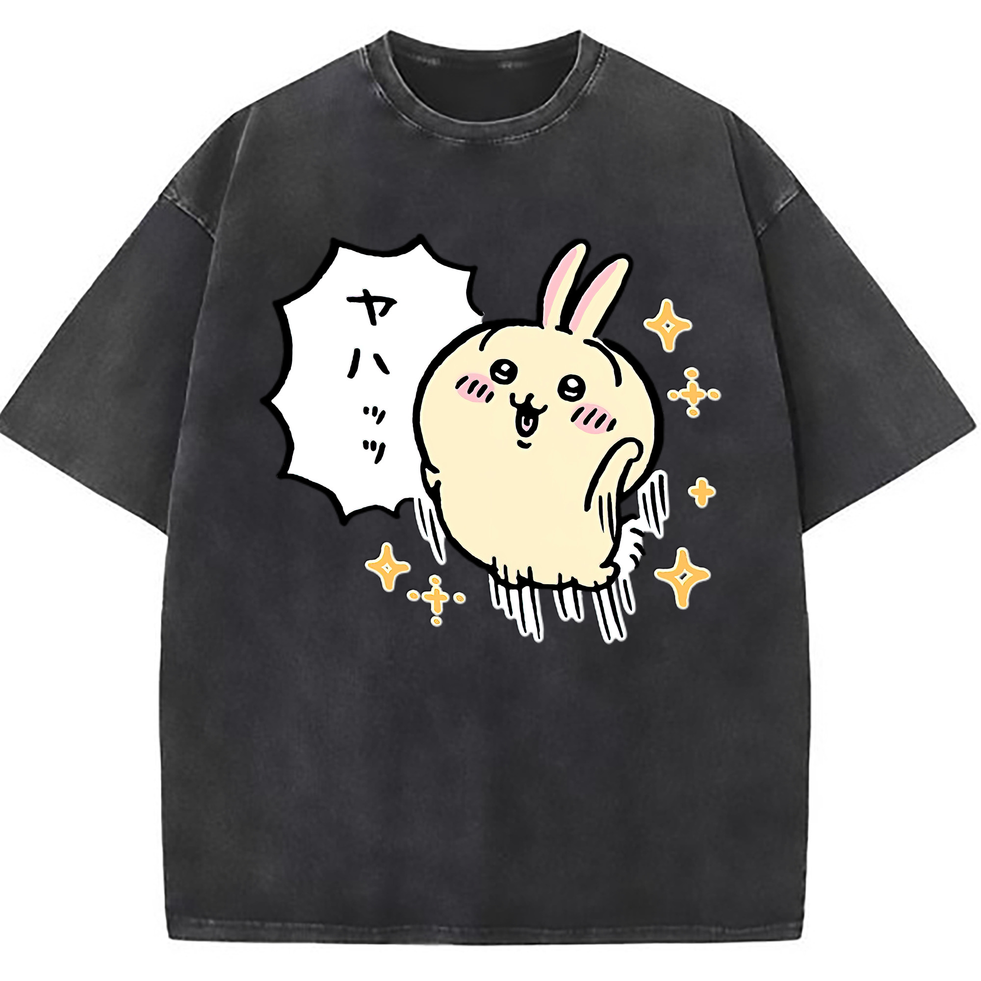 （画像用） ちいかわ うさぎ Chii-kawa usagi 綿100% ヴィンテージ風 半袖Tシャツ（フロントプリント）