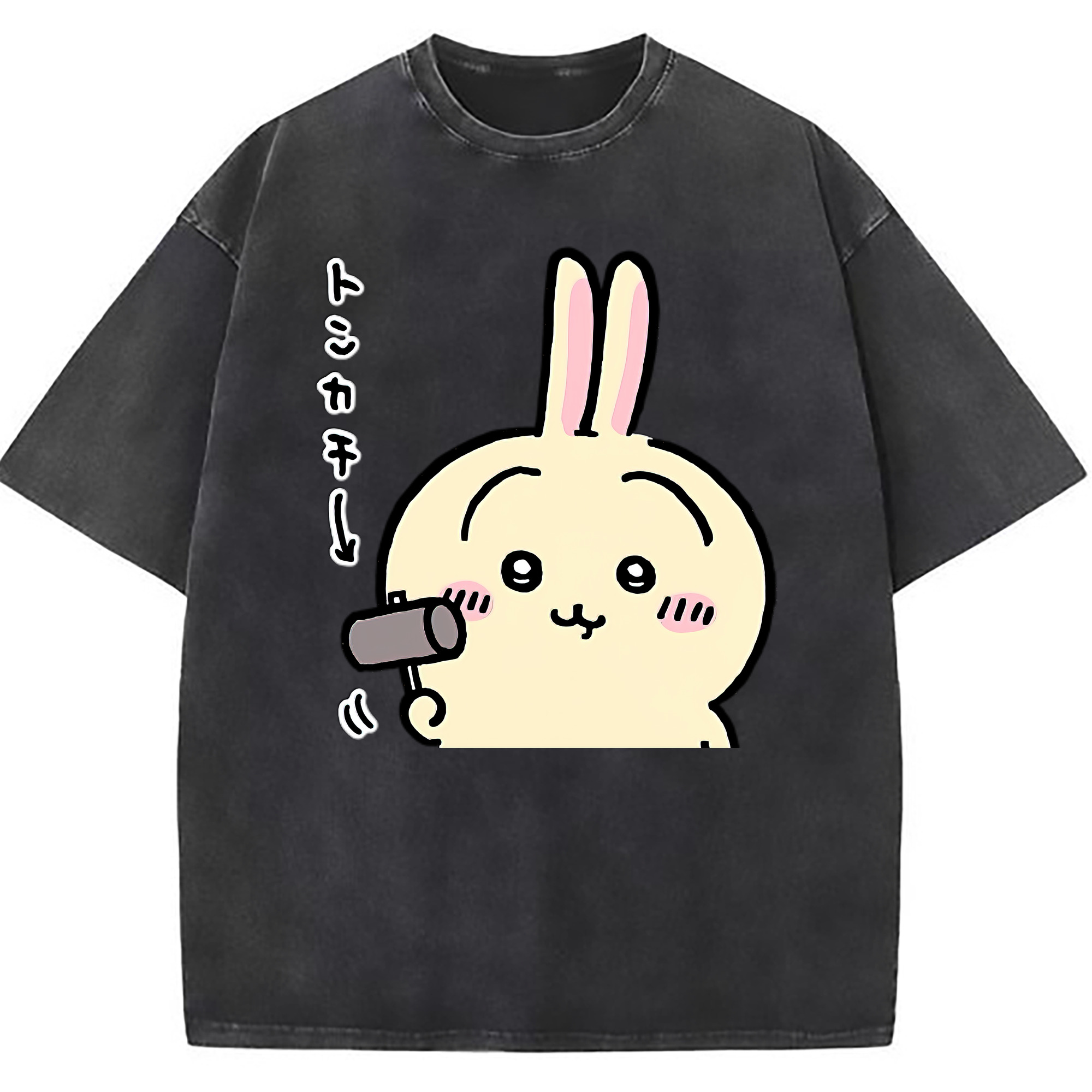 （画像用） ちいかわ うさぎ Chii-kawa usagi 綿100% ヴィンテージ風 半袖Tシャツ（フロントプリント）