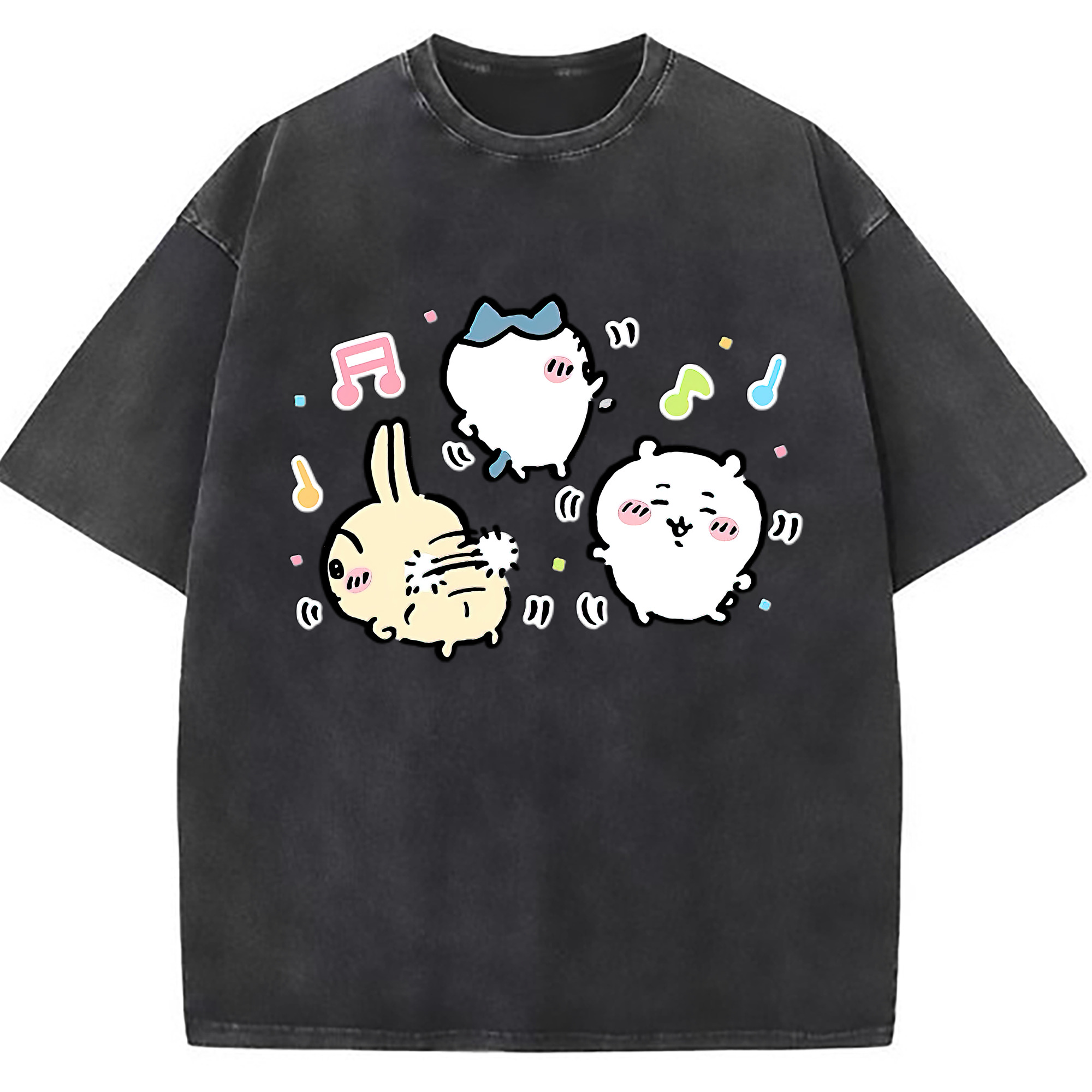 （画像用） ちいかわ うさぎ Chii-kawa usagi 綿100% ヴィンテージ風 半袖Tシャツ（フロントプリント）