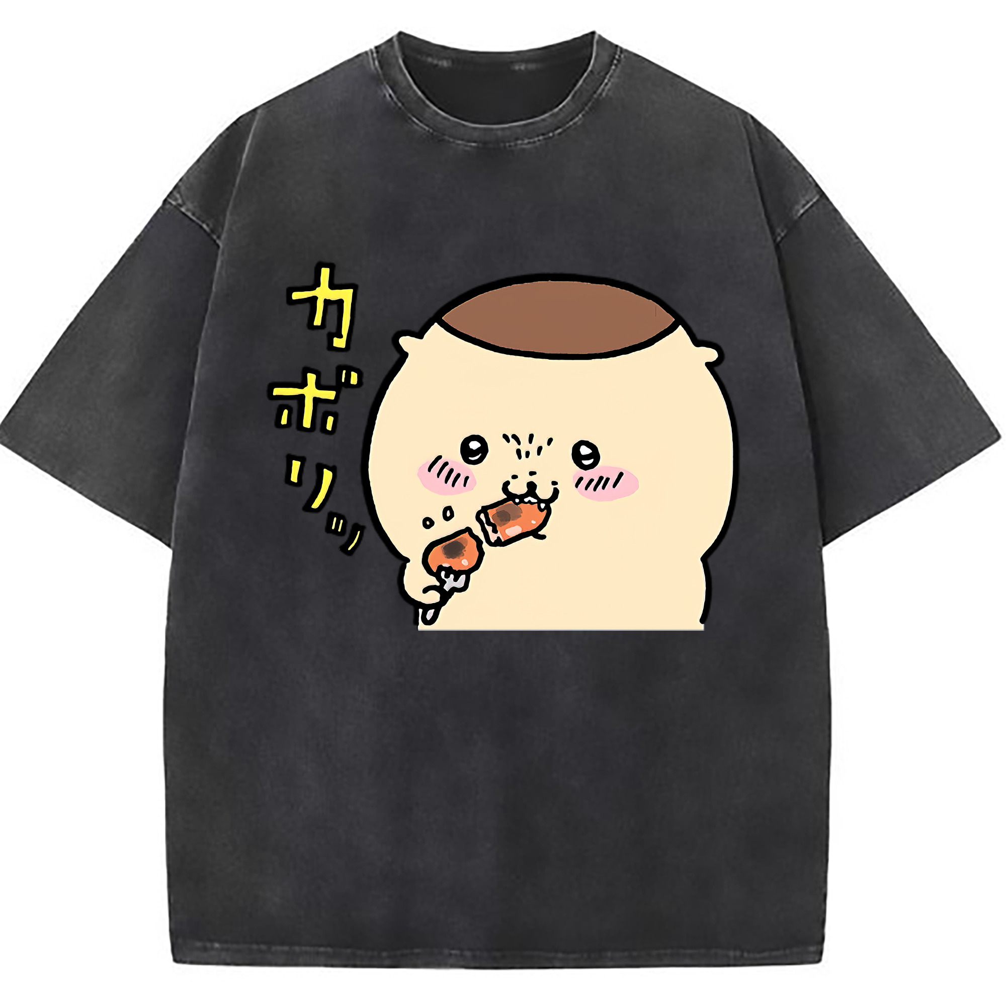 （画像用） ちいかわ くりまんじゅう Chii-kawa kuri manjū 綿100% ヴィンテージ風 半袖Tシャツ（フロントプリント）