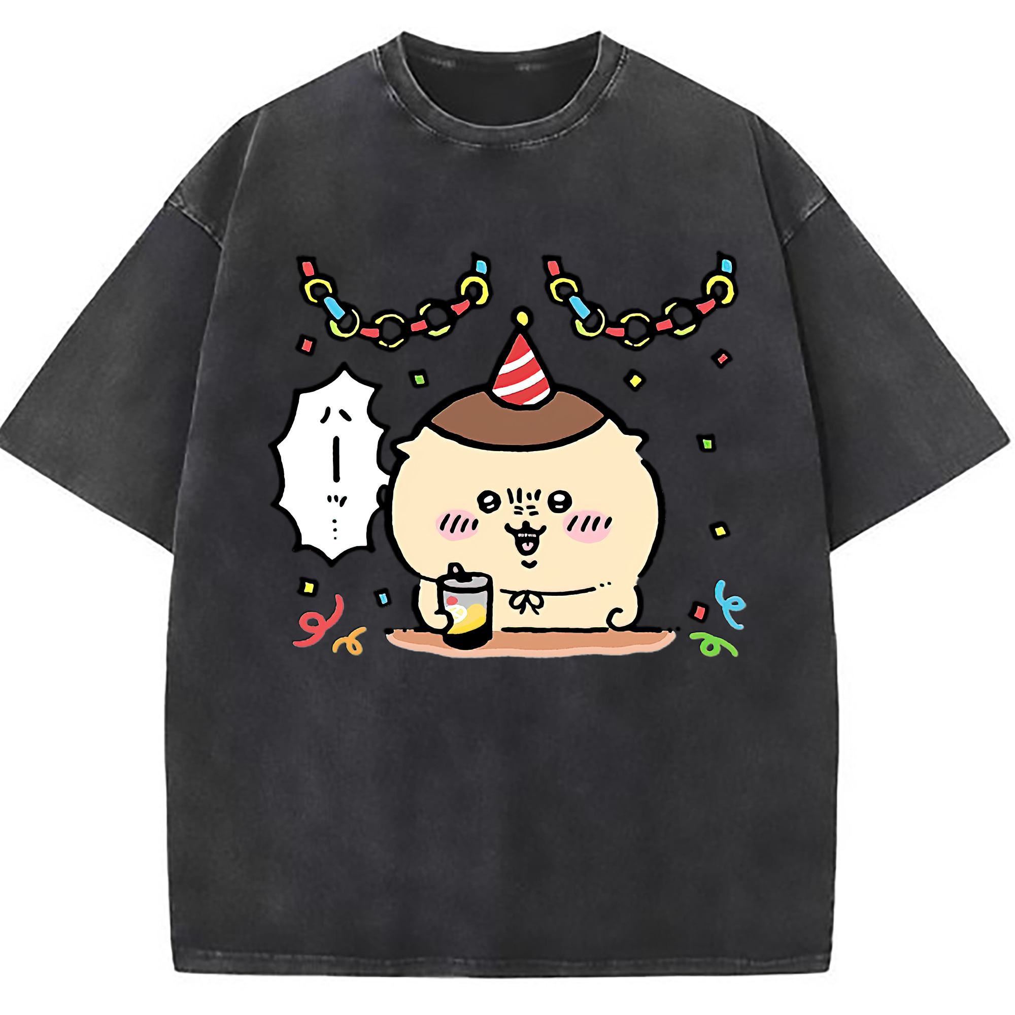（画像用） ちいかわ くりまんじゅう Chii-kawa kuri manjū 綿100% ヴィンテージ風 半袖Tシャツ（フロントプリント）