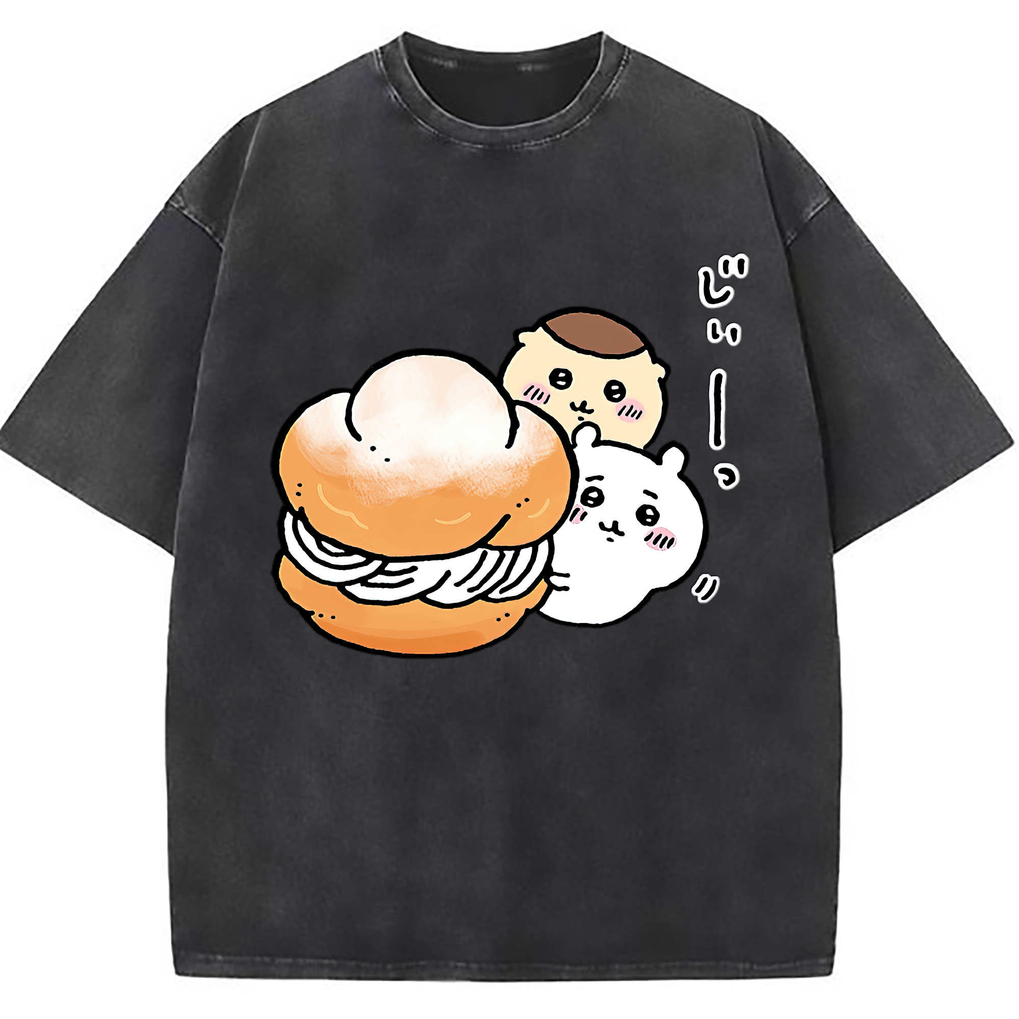 （画像用） ちいかわ くりまんじゅう Chii-kawa kuri manjū 綿100% ヴィンテージ風 半袖Tシャツ（フロントプリント）