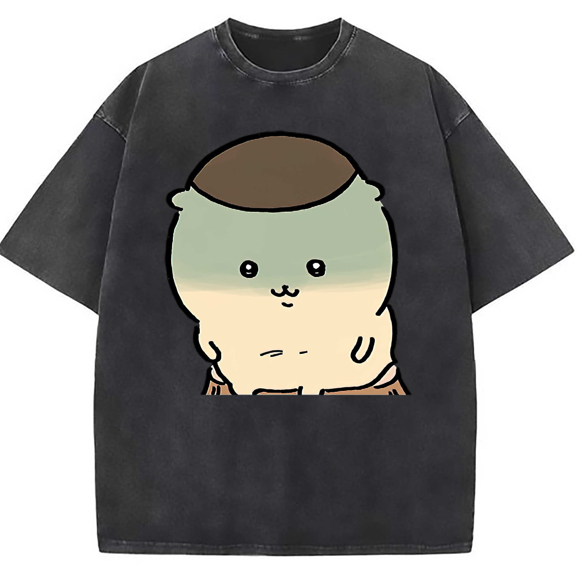 （画像用） ちいかわ くりまんじゅう Chii-kawa kuri manjū 綿100% ヴィンテージ風 半袖Tシャツ（フロントプリント）
