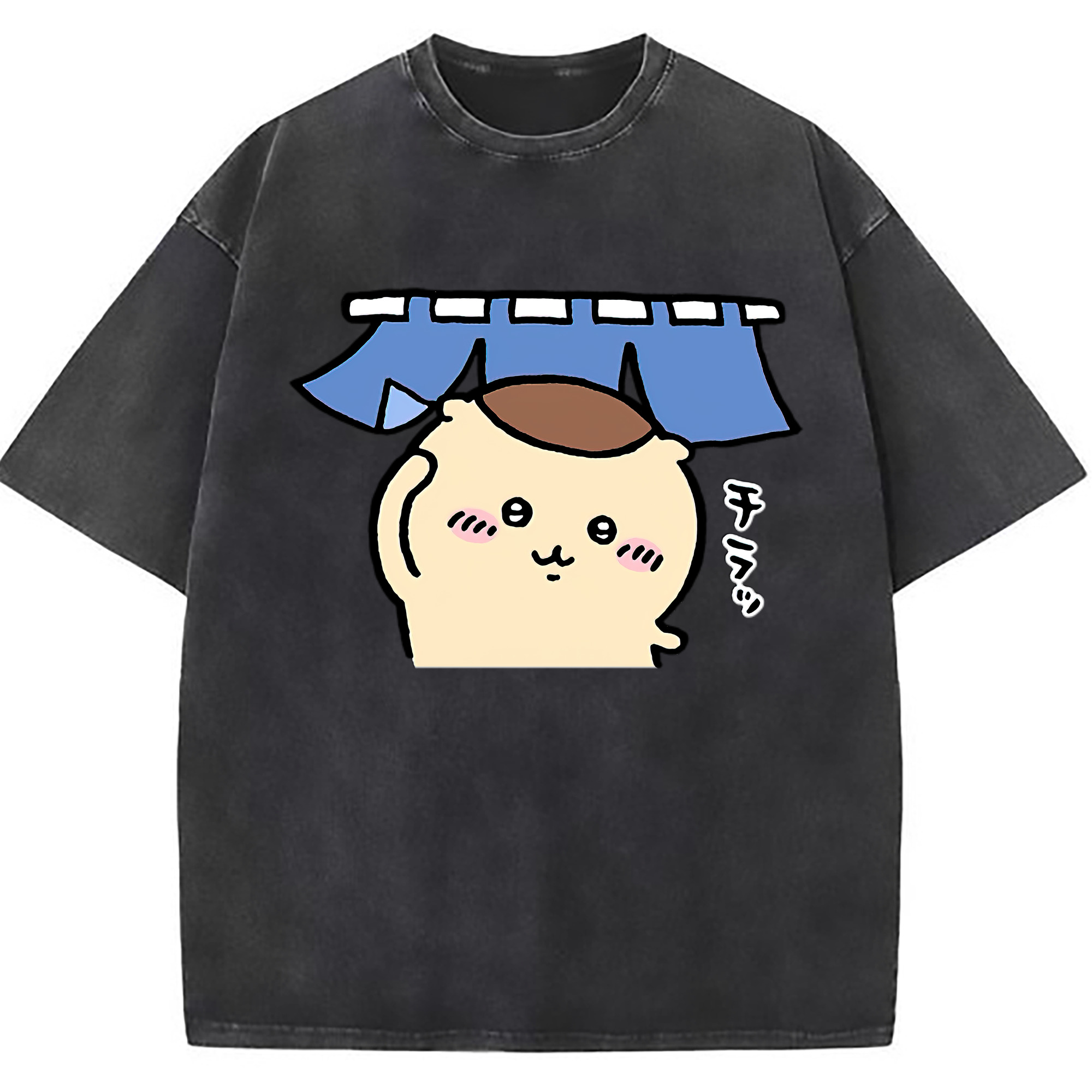 （画像用） ちいかわ くりまんじゅう Chii-kawa kuri manjū 綿100% ヴィンテージ風 半袖Tシャツ（フロントプリント）