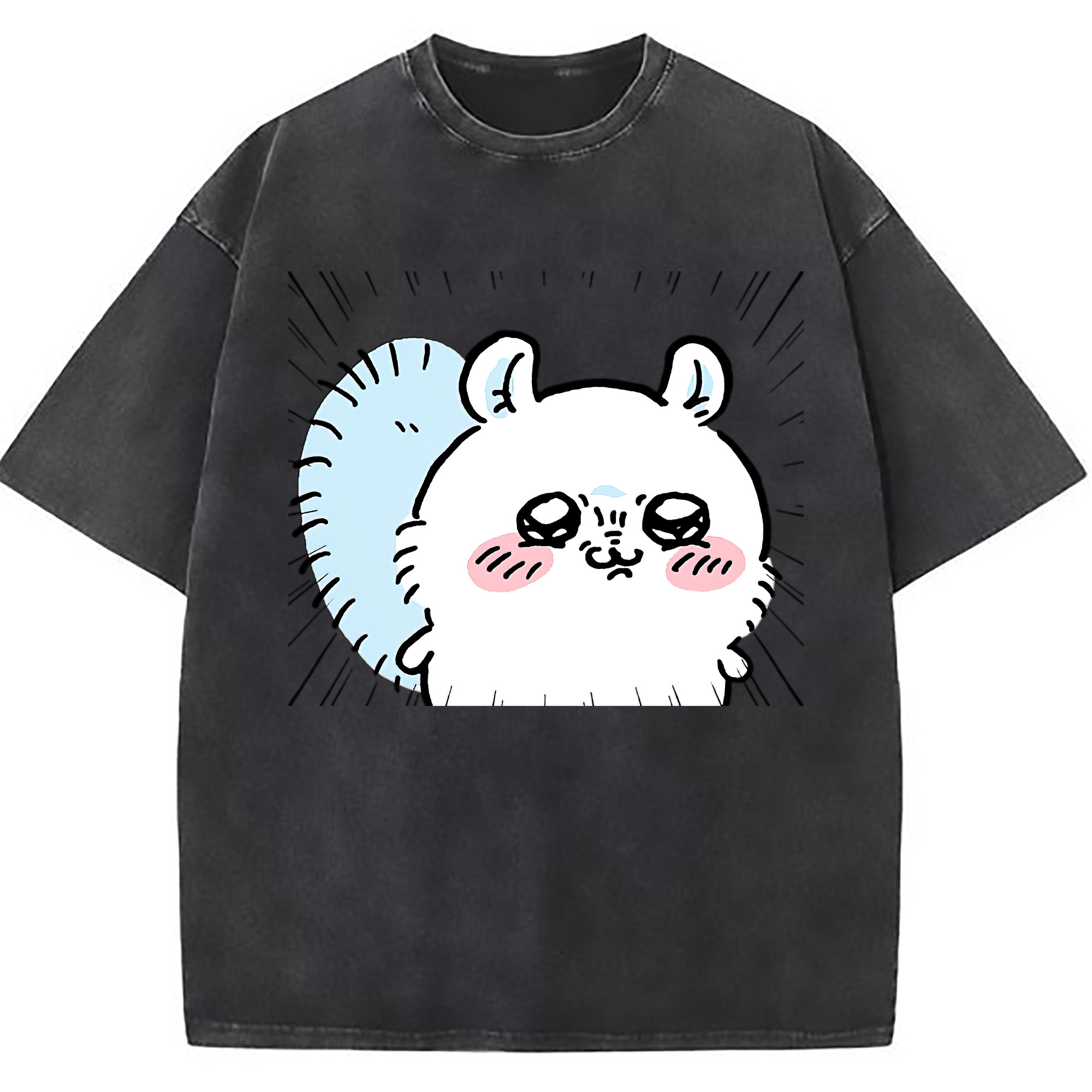 （画像用） ちいかわ モモンガ Chii-kawa Momonga 綿100% ヴィンテージ風 半袖Tシャツ（フロントプリント）
