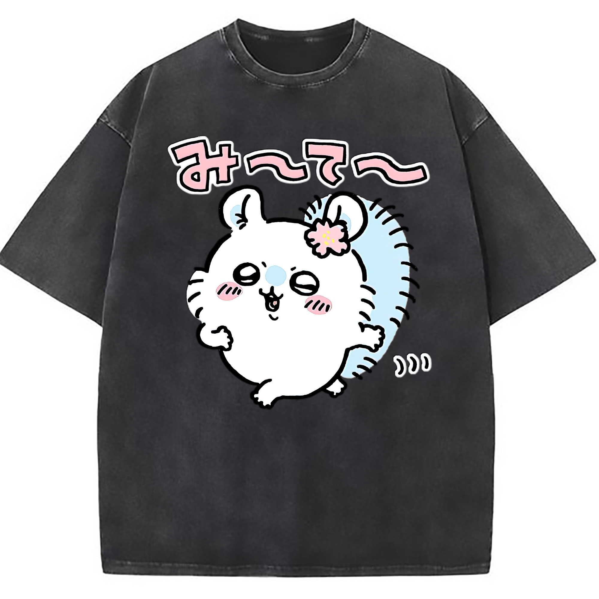 （画像用） ちいかわ モモンガ Chii-kawa Momonga 綿100% ヴィンテージ風 半袖Tシャツ（フロントプリント）