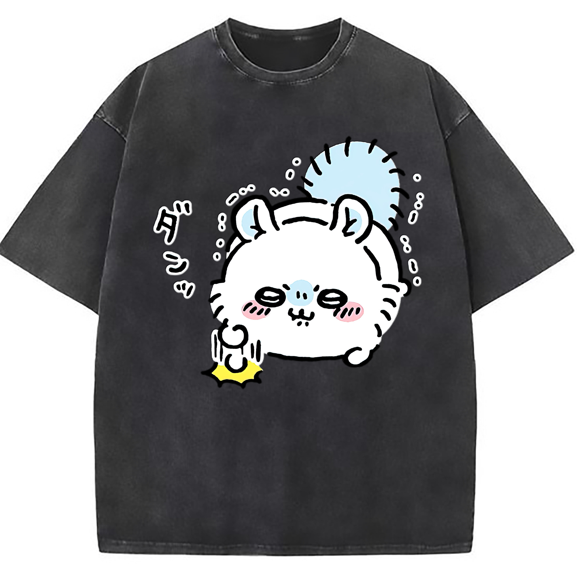 （画像用） ちいかわ モモンガ Chii-kawa Momonga 綿100% ヴィンテージ風 半袖Tシャツ（フロントプリント）