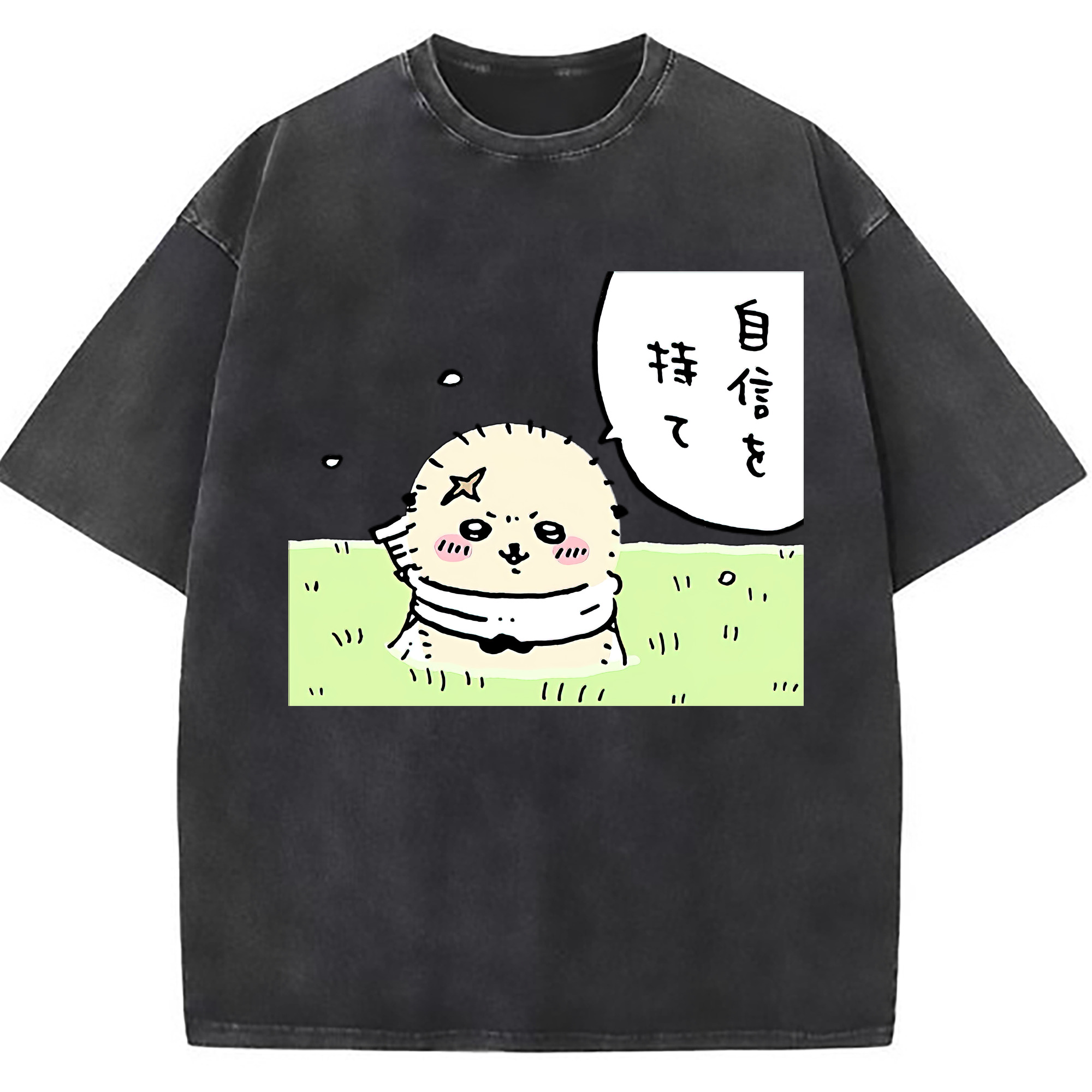 （画像用） ちいかわ ラッコ Chii-kawa Sea otter 綿100% ヴィンテージ風 半袖Tシャツ（フロントプリント）