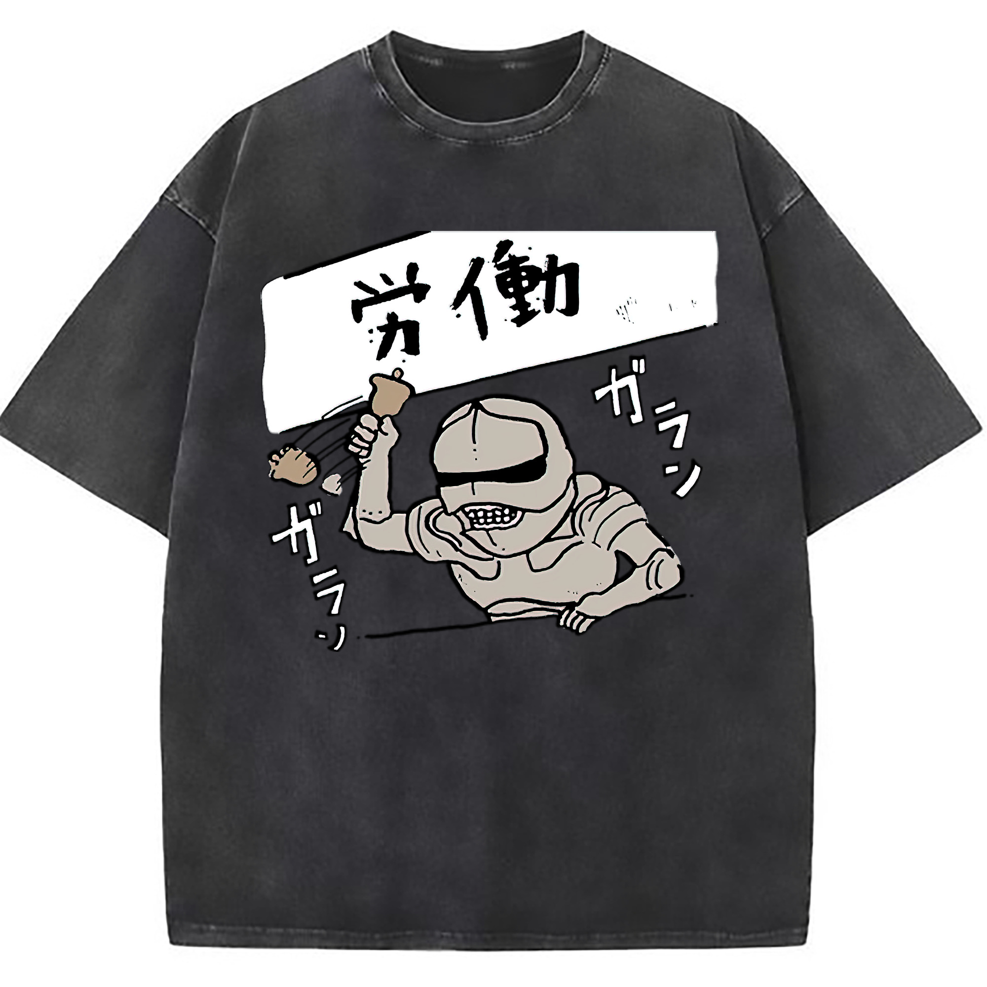 （画像用） ちいかわ 労働の鎧さん Chii-kawa Mr. Armor of Labor 綿100% ヴィンテージ風 半袖Tシャツ（フロントプリント）
