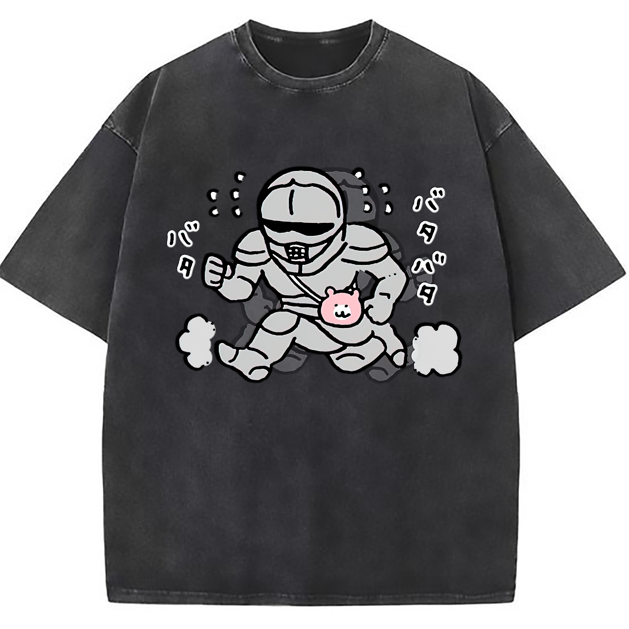 （画像用） ちいかわ 労働の鎧さん Chii-kawa Mr. Armor of Labor 綿100% ヴィンテージ風 半袖Tシャツ（フロントプリント）