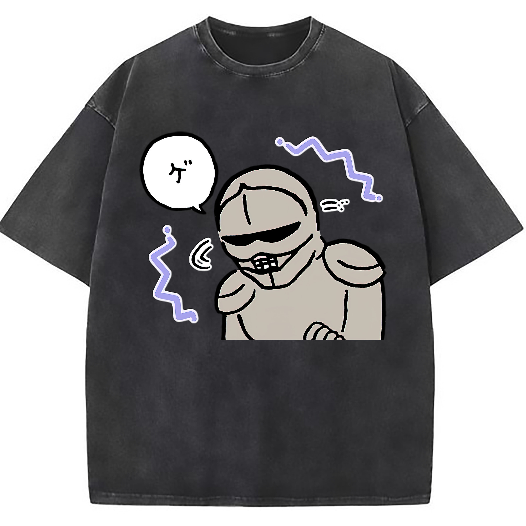（画像用） ちいかわ 労働の鎧さん Chii-kawa Mr. Armor of Labor 綿100% ヴィンテージ風 半袖Tシャツ（フロントプリント）