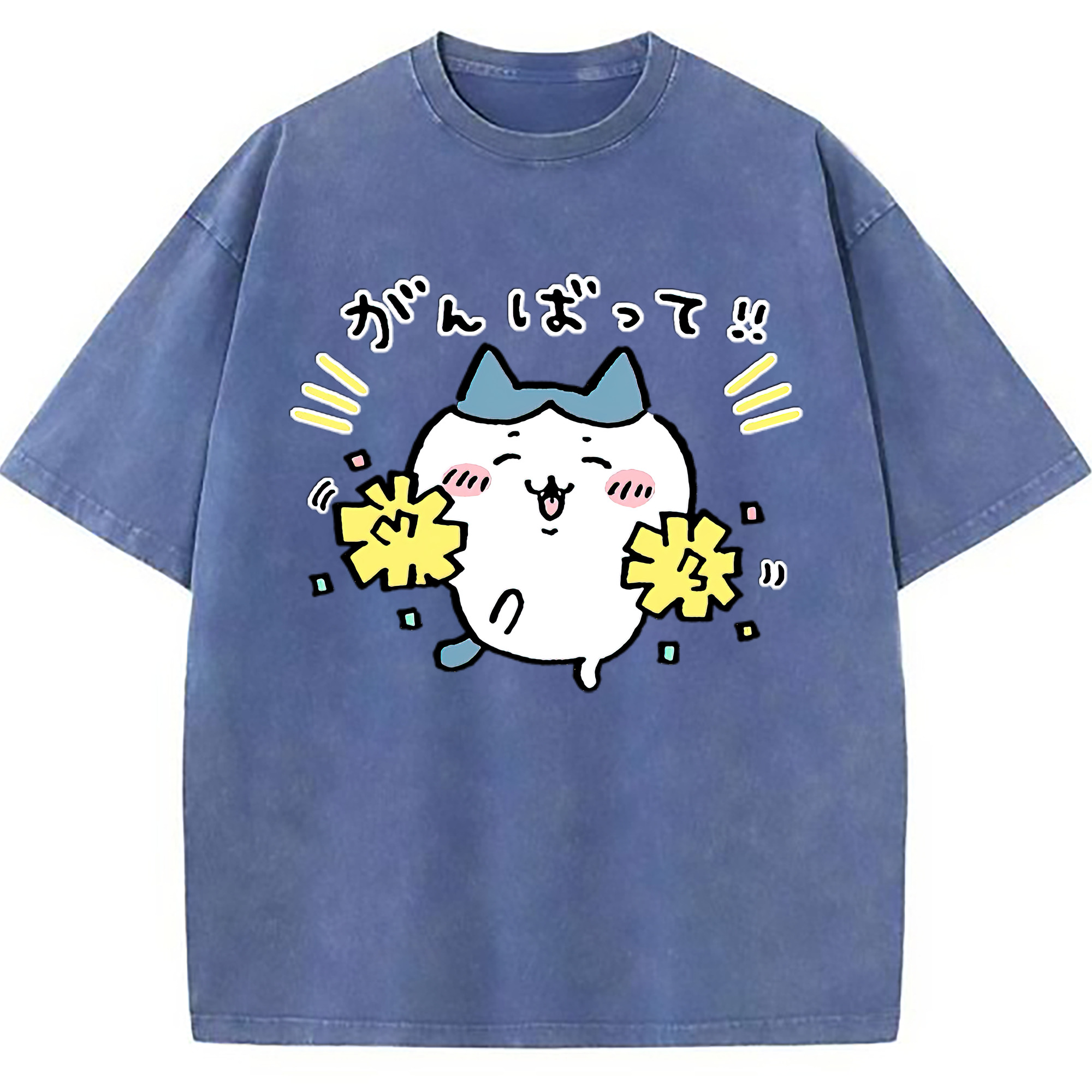 （画像用） ちいかわ ハチワレ Chii-kawa hachiware 綿100% ヴィンテージ風 半袖Tシャツ（フロントプリント）