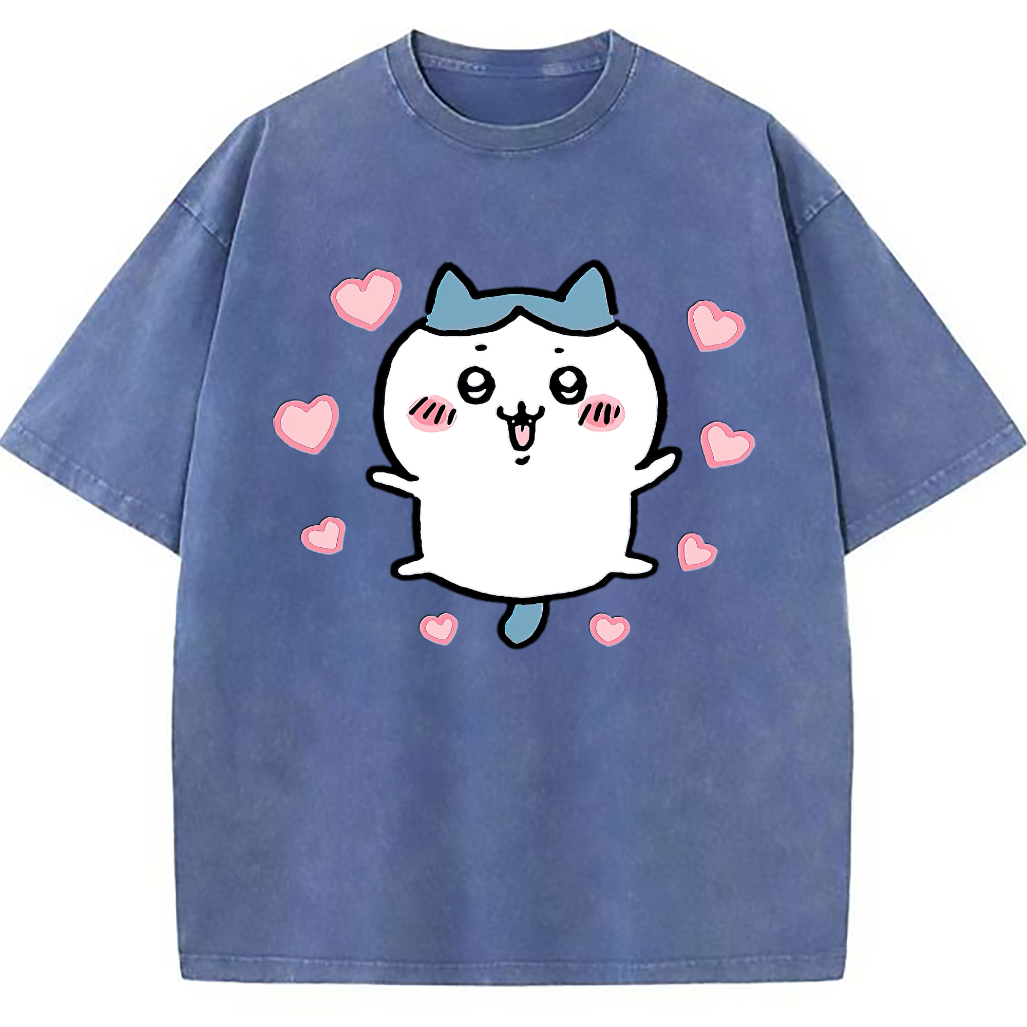 （画像用） ちいかわ ハチワレ Chii-kawa hachiware 綿100% ヴィンテージ風 半袖Tシャツ（フロントプリント）