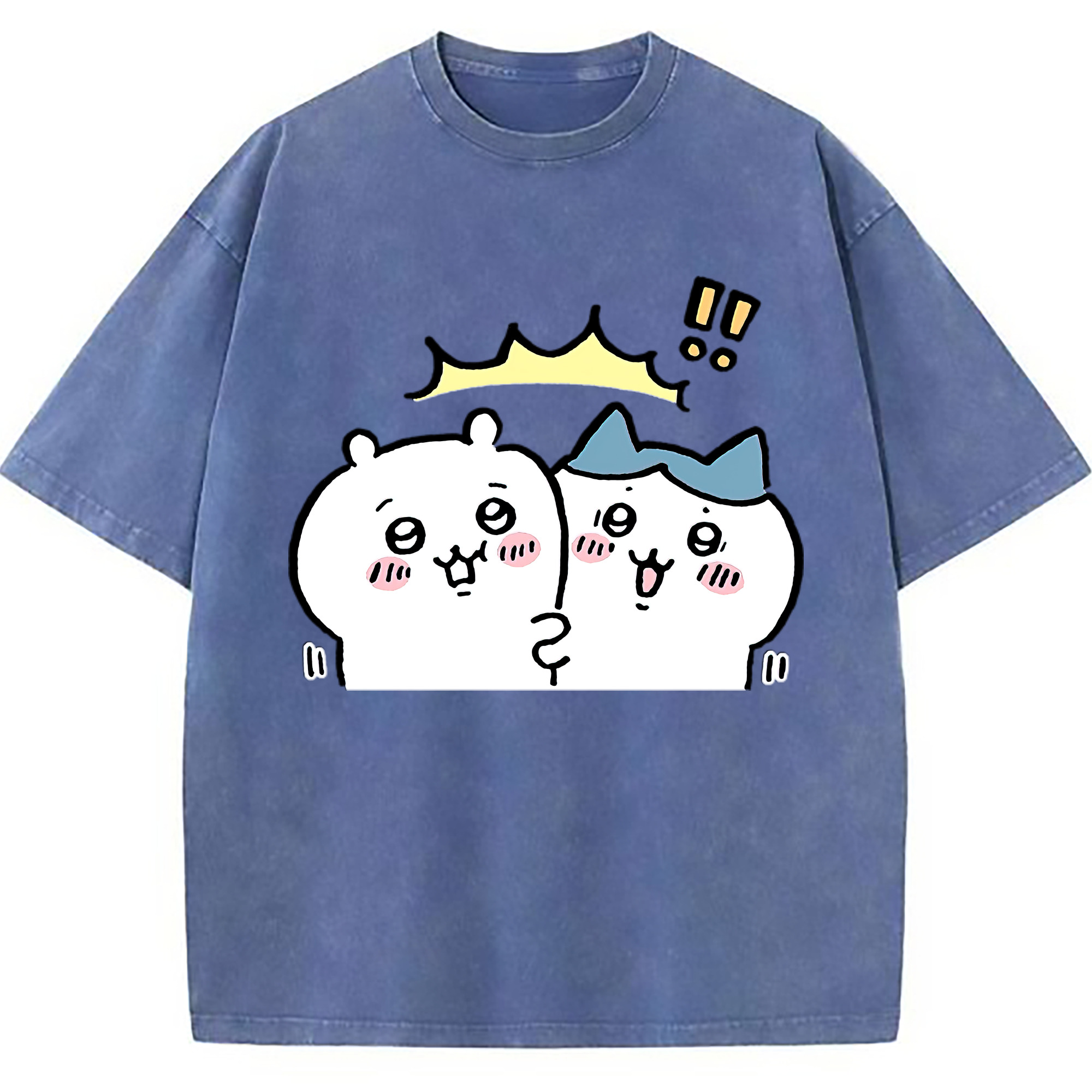 （画像用） ちいかわ ハチワレ Chii-kawa hachiware 綿100% ヴィンテージ風 半袖Tシャツ（フロントプリント）