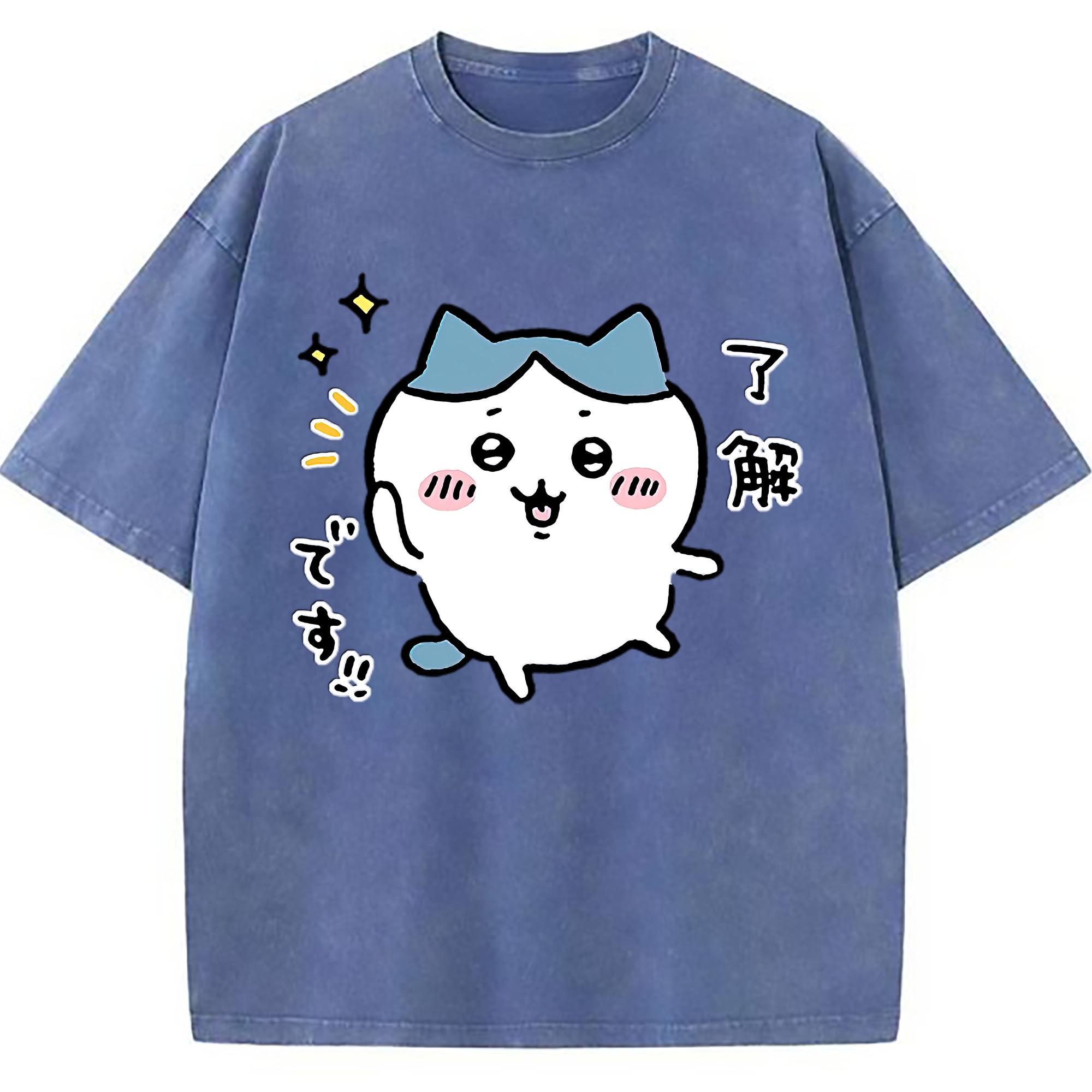 （画像用） ちいかわ ハチワレ Chii-kawa hachiware 綿100% ヴィンテージ風 半袖Tシャツ（フロントプリント）