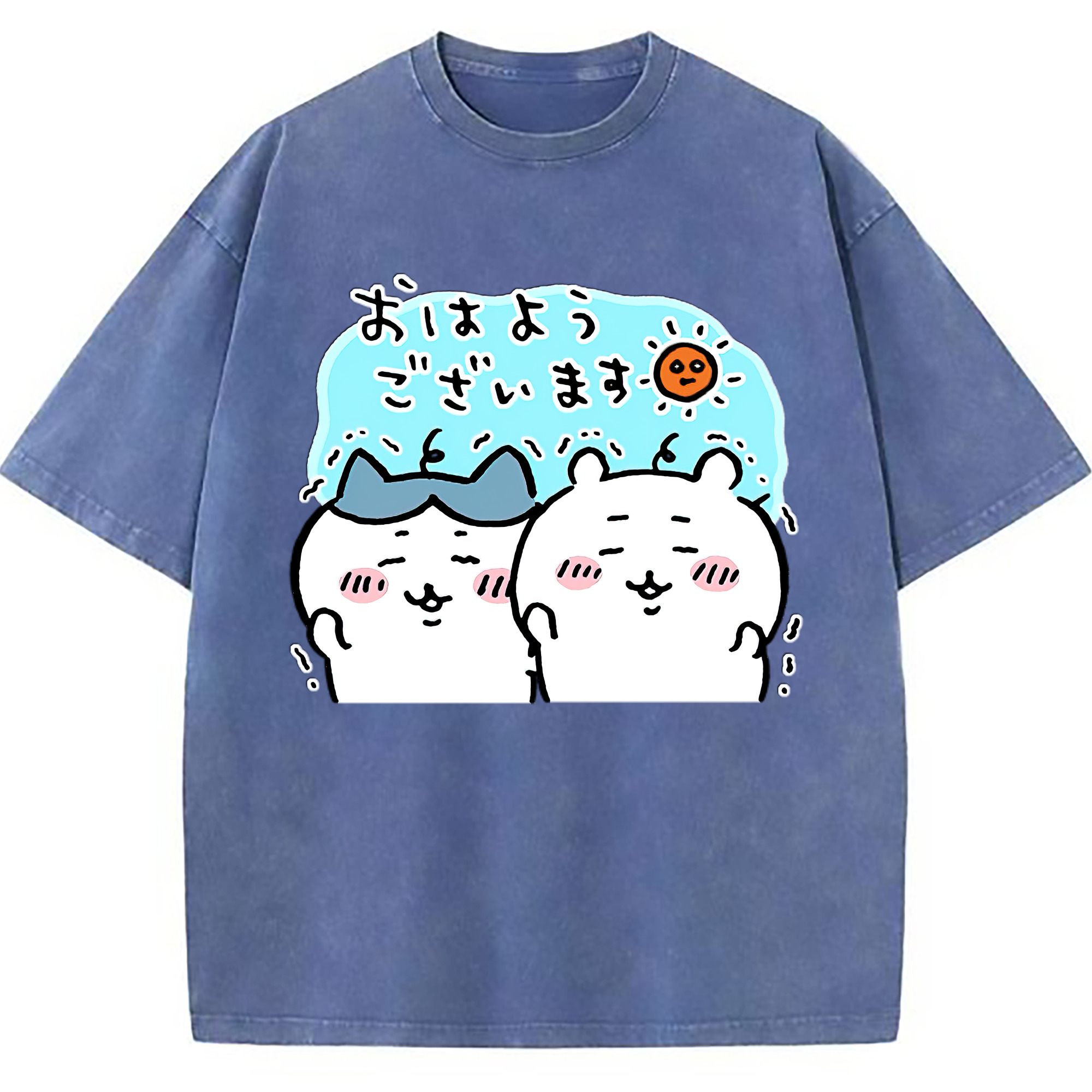 （画像用） ちいかわ ハチワレ Chii-kawa hachiware 綿100% ヴィンテージ風 半袖Tシャツ（フロントプリント）