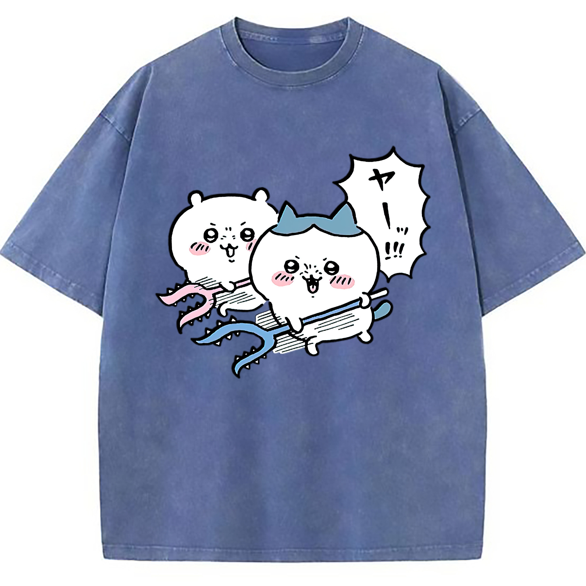 （画像用） ちいかわ ハチワレ Chii-kawa hachiware 綿100% ヴィンテージ風 半袖Tシャツ（フロントプリント）