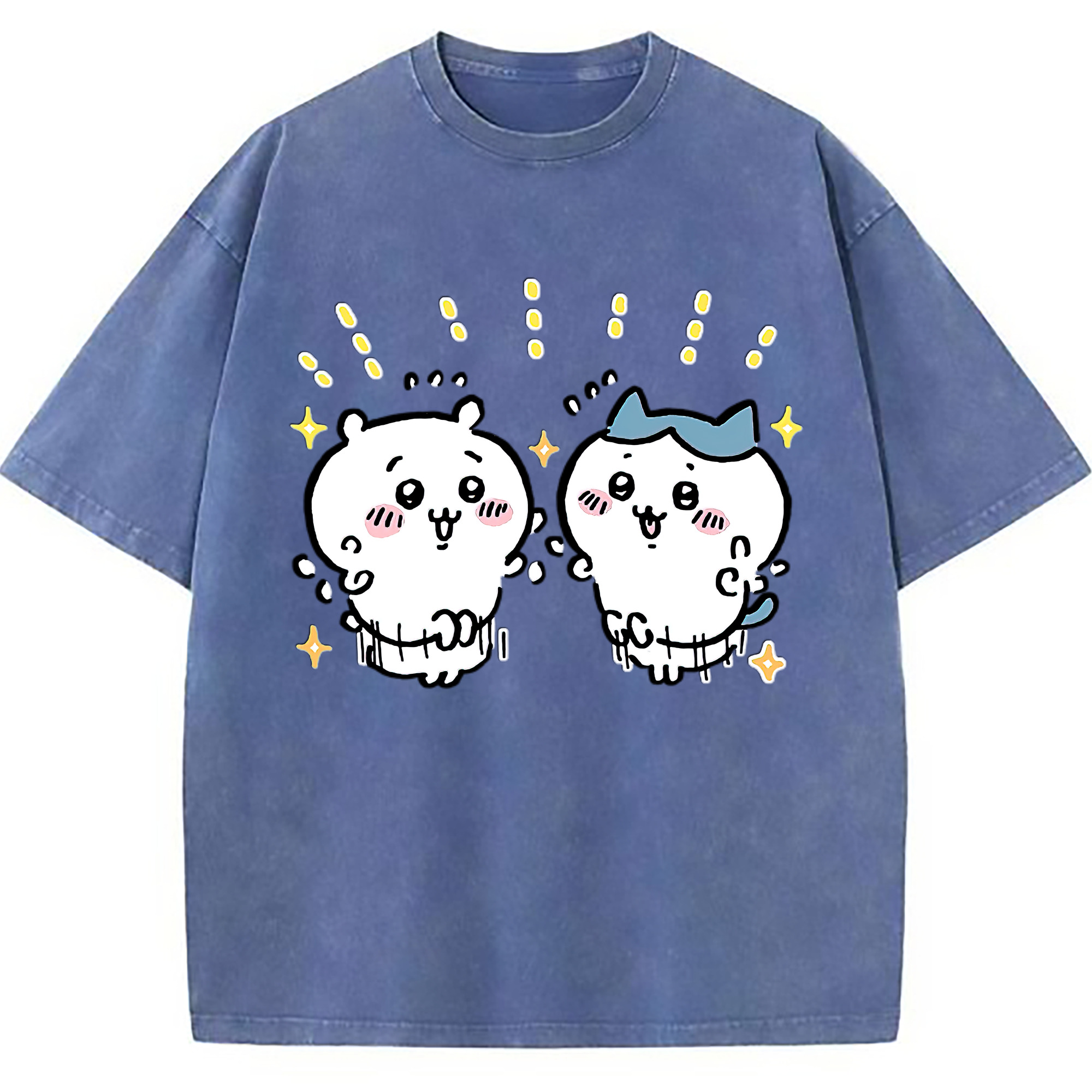 （画像用） ちいかわ ハチワレ Chii-kawa hachiware 綿100% ヴィンテージ風 半袖Tシャツ（フロントプリント）