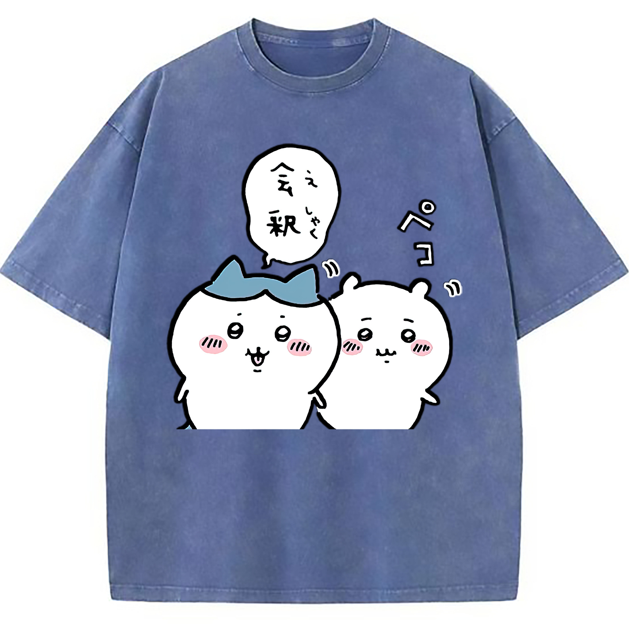 （画像用） ちいかわ ハチワレ Chii-kawa hachiware 綿100% ヴィンテージ風 半袖Tシャツ（フロントプリント）