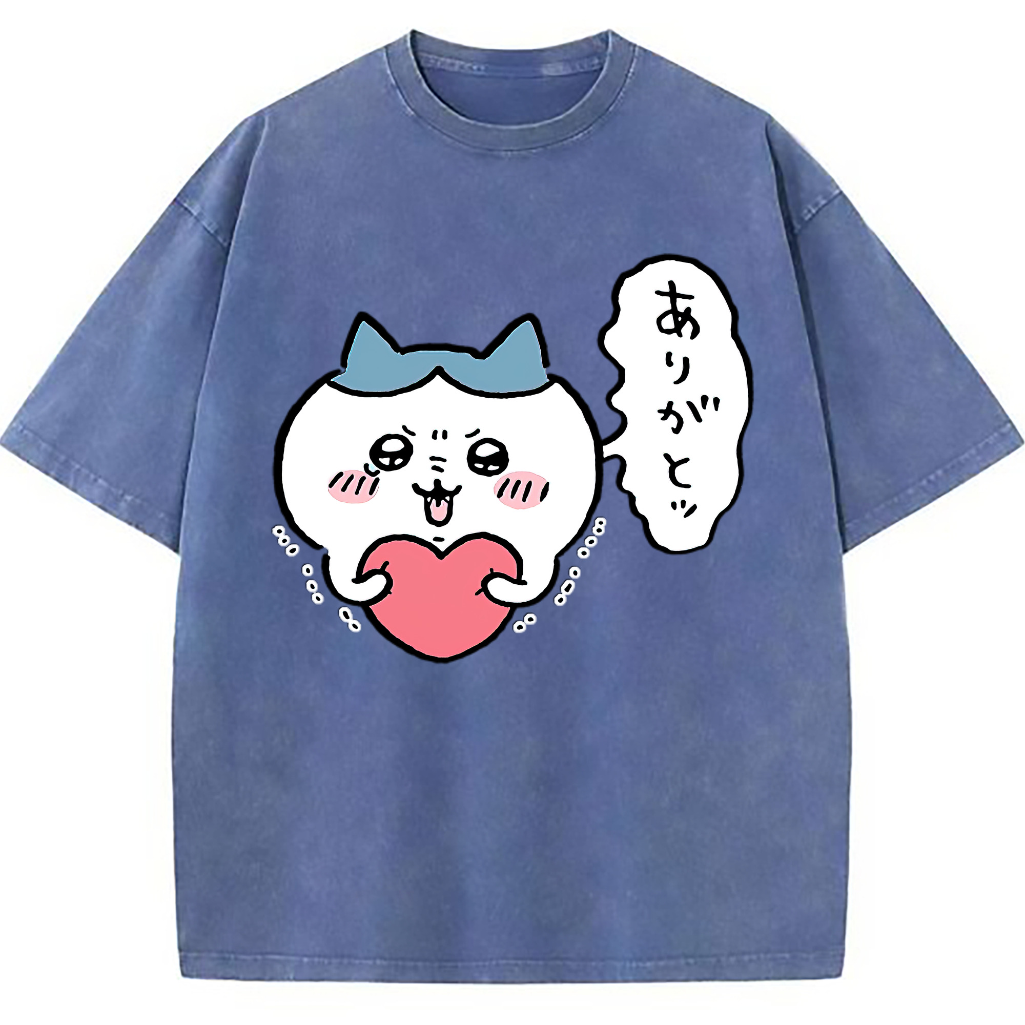 （画像用） ちいかわ ハチワレ Chii-kawa hachiware 綿100% ヴィンテージ風 半袖Tシャツ（フロントプリント）