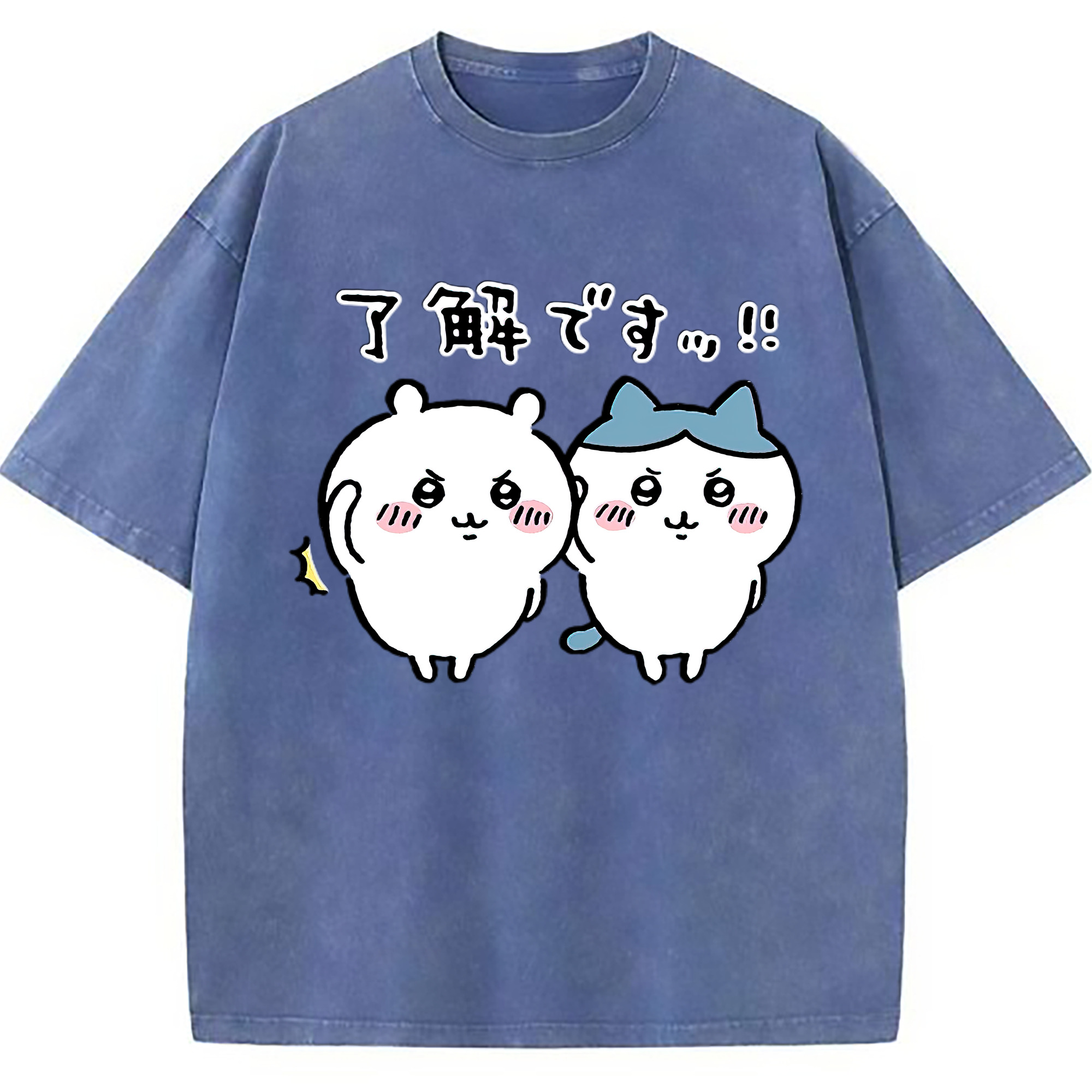 （画像用） ちいかわ ハチワレ Chii-kawa hachiware 綿100% ヴィンテージ風 半袖Tシャツ（フロントプリント）