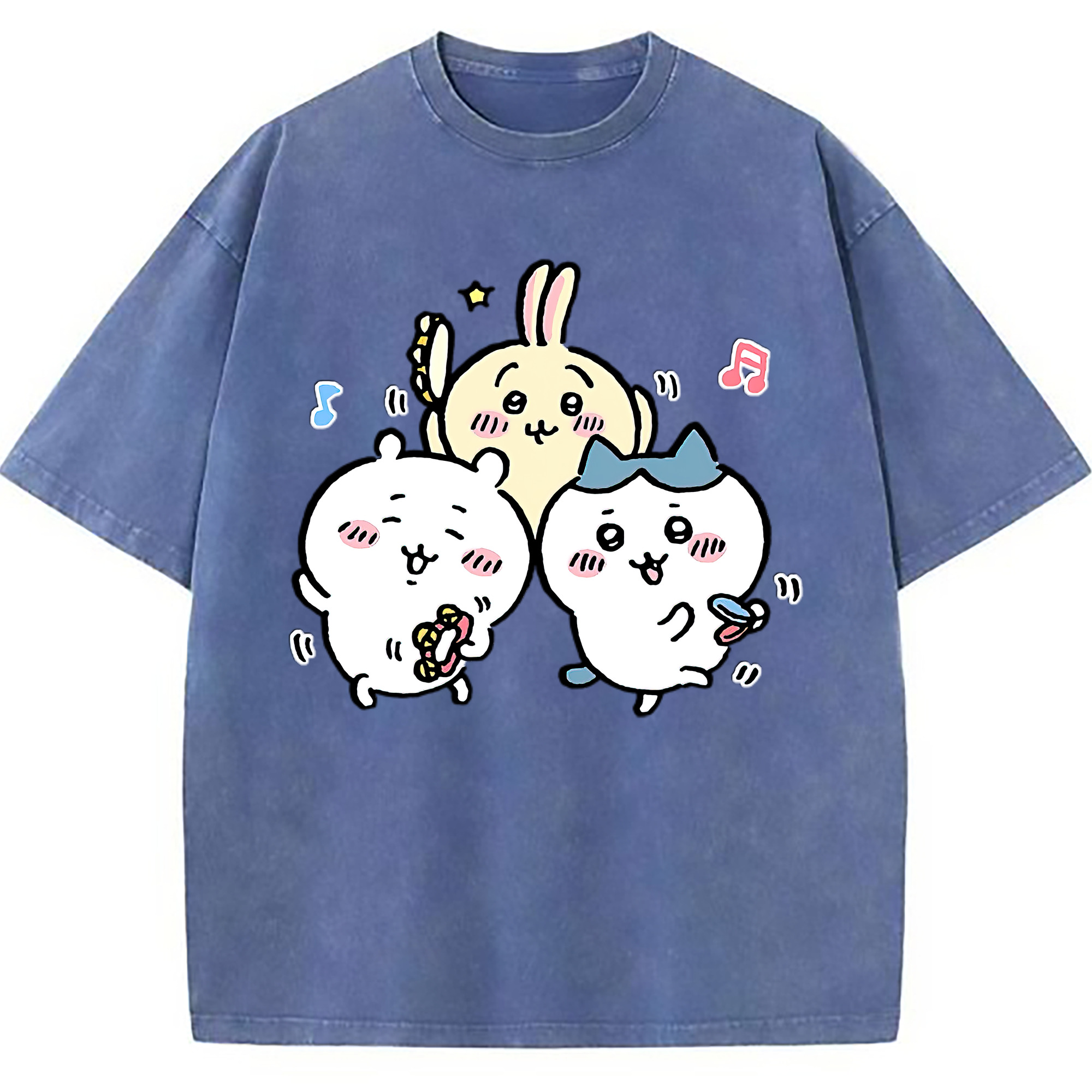 （画像用） ちいかわ ハチワレ Chii-kawa hachiware 綿100% ヴィンテージ風 半袖Tシャツ（フロントプリント）