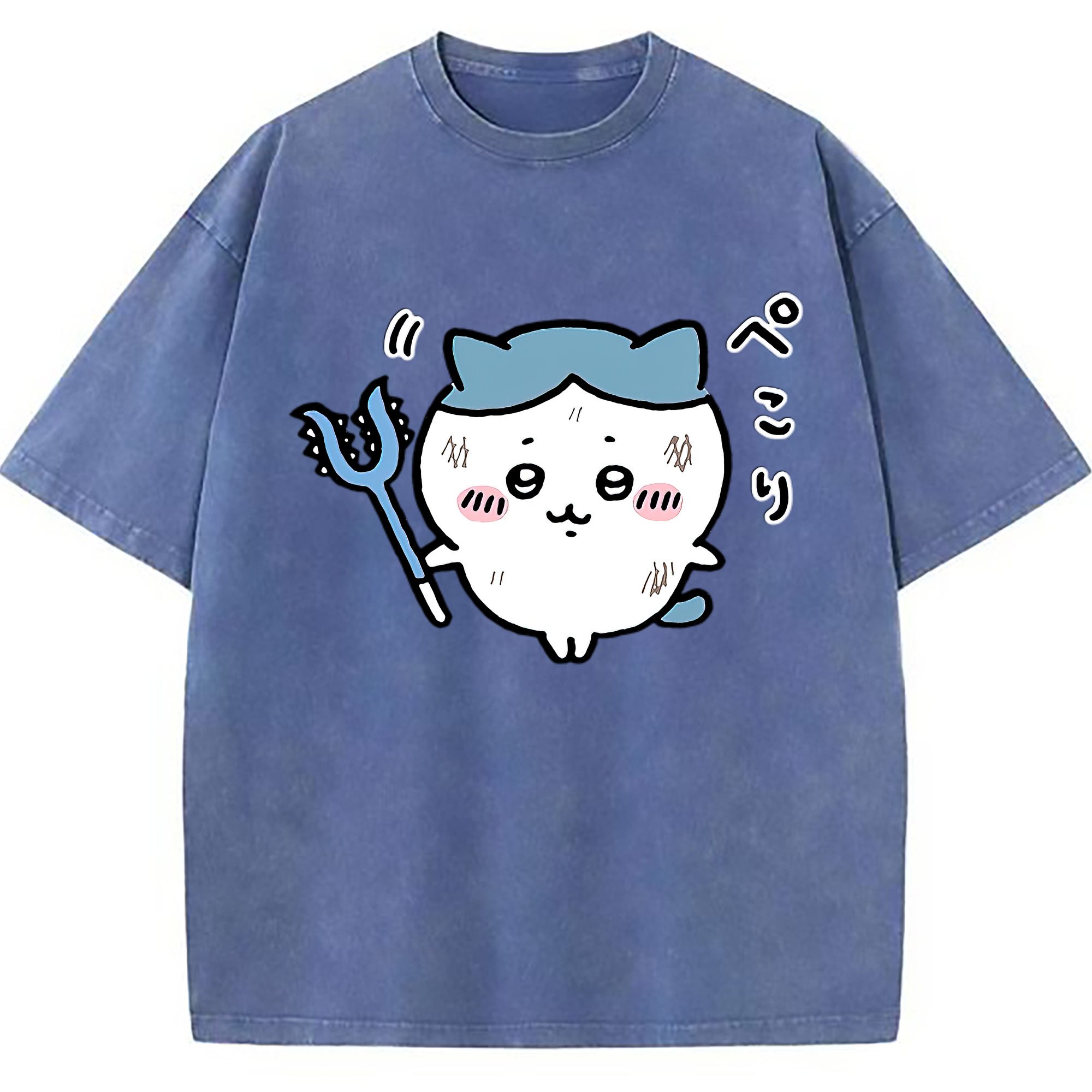 （画像用） ちいかわ ハチワレ Chii-kawa hachiware 綿100% ヴィンテージ風 半袖Tシャツ（フロントプリント）
