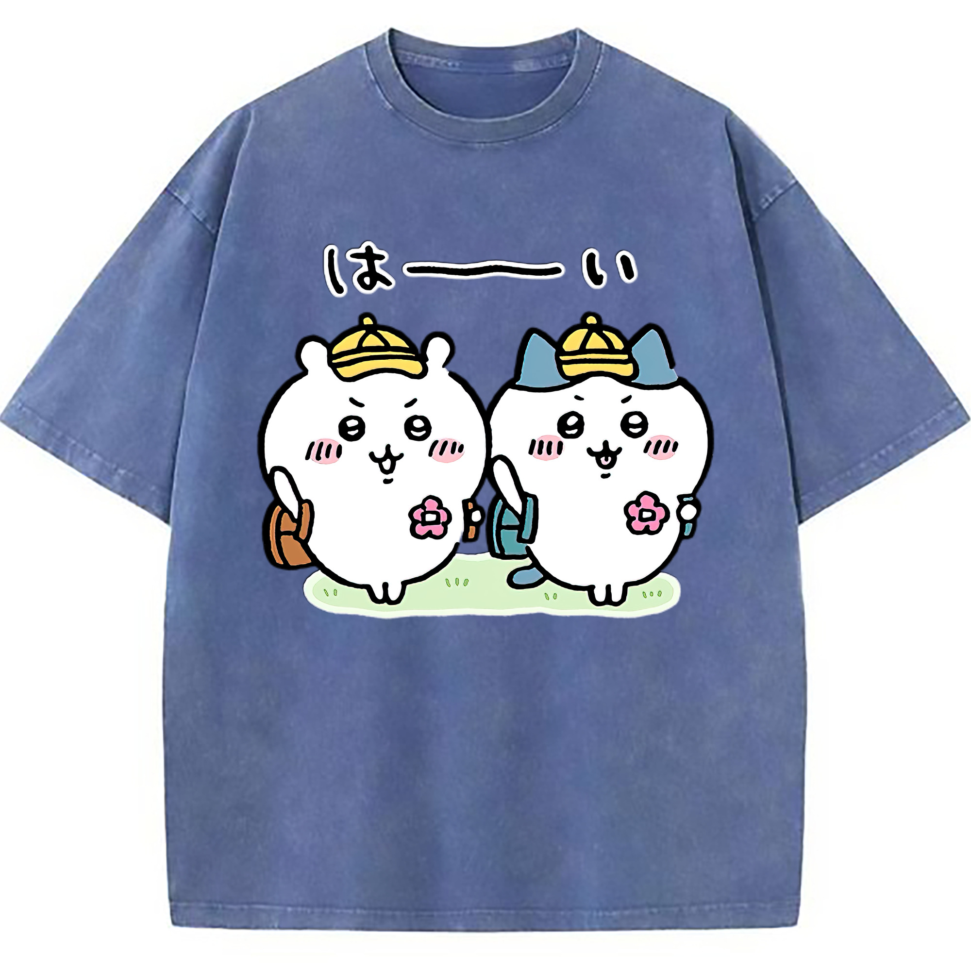 （画像用） ちいかわ ハチワレ Chii-kawa hachiware 綿100% ヴィンテージ風 半袖Tシャツ（フロントプリント）
