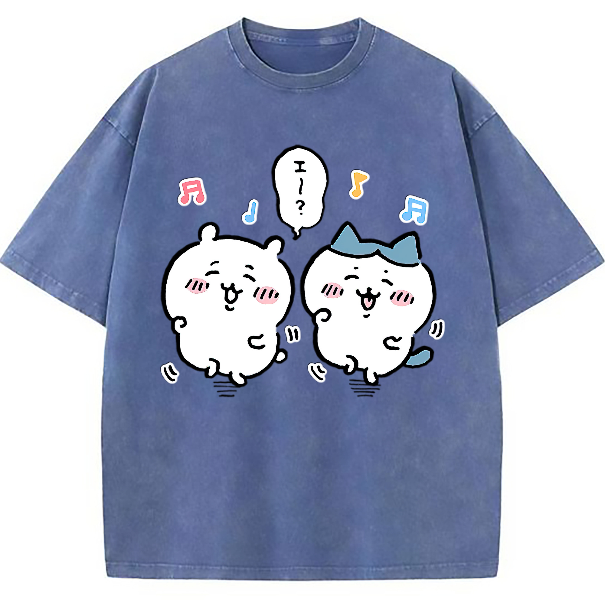 （画像用） ちいかわ ハチワレ Chii-kawa hachiware 綿100% ヴィンテージ風 半袖Tシャツ（フロントプリント）
