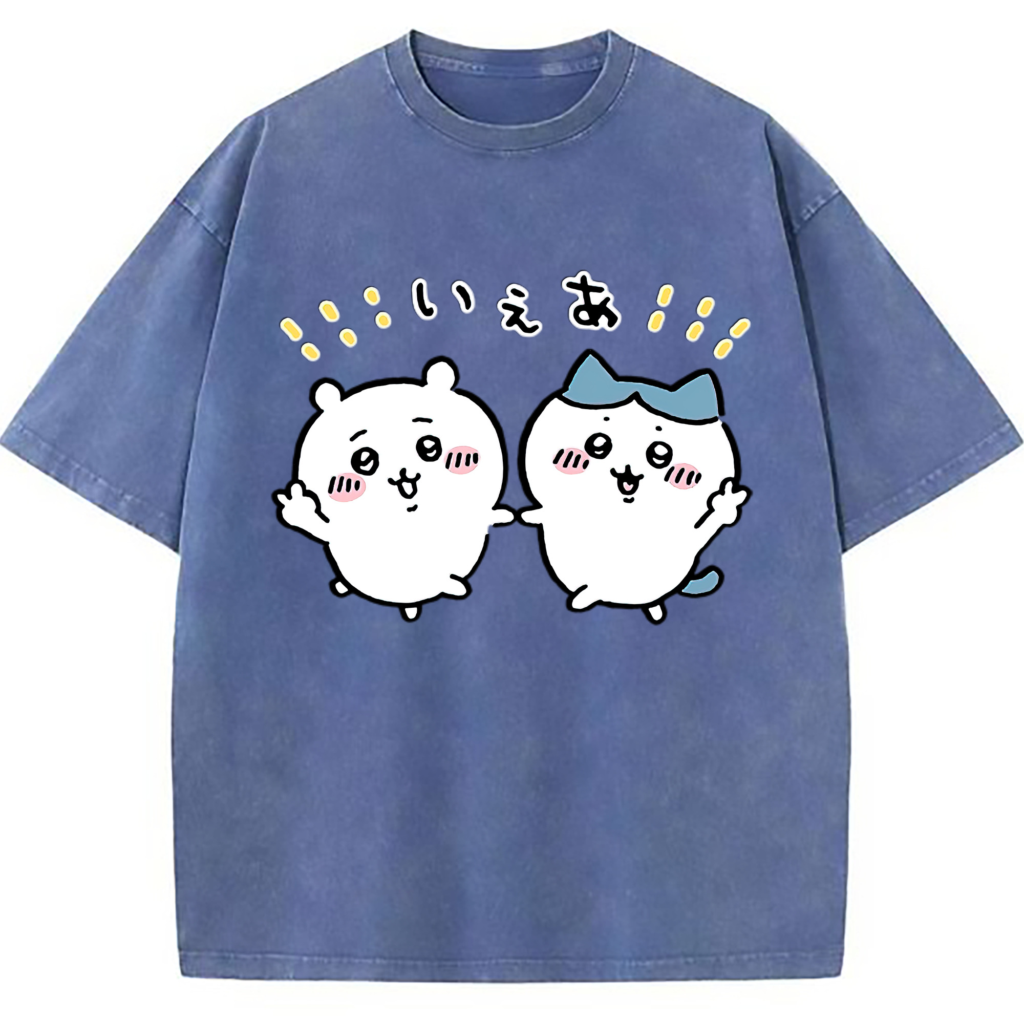 （画像用） ちいかわ ハチワレ Chii-kawa hachiware 綿100% ヴィンテージ風 半袖Tシャツ（フロントプリント）