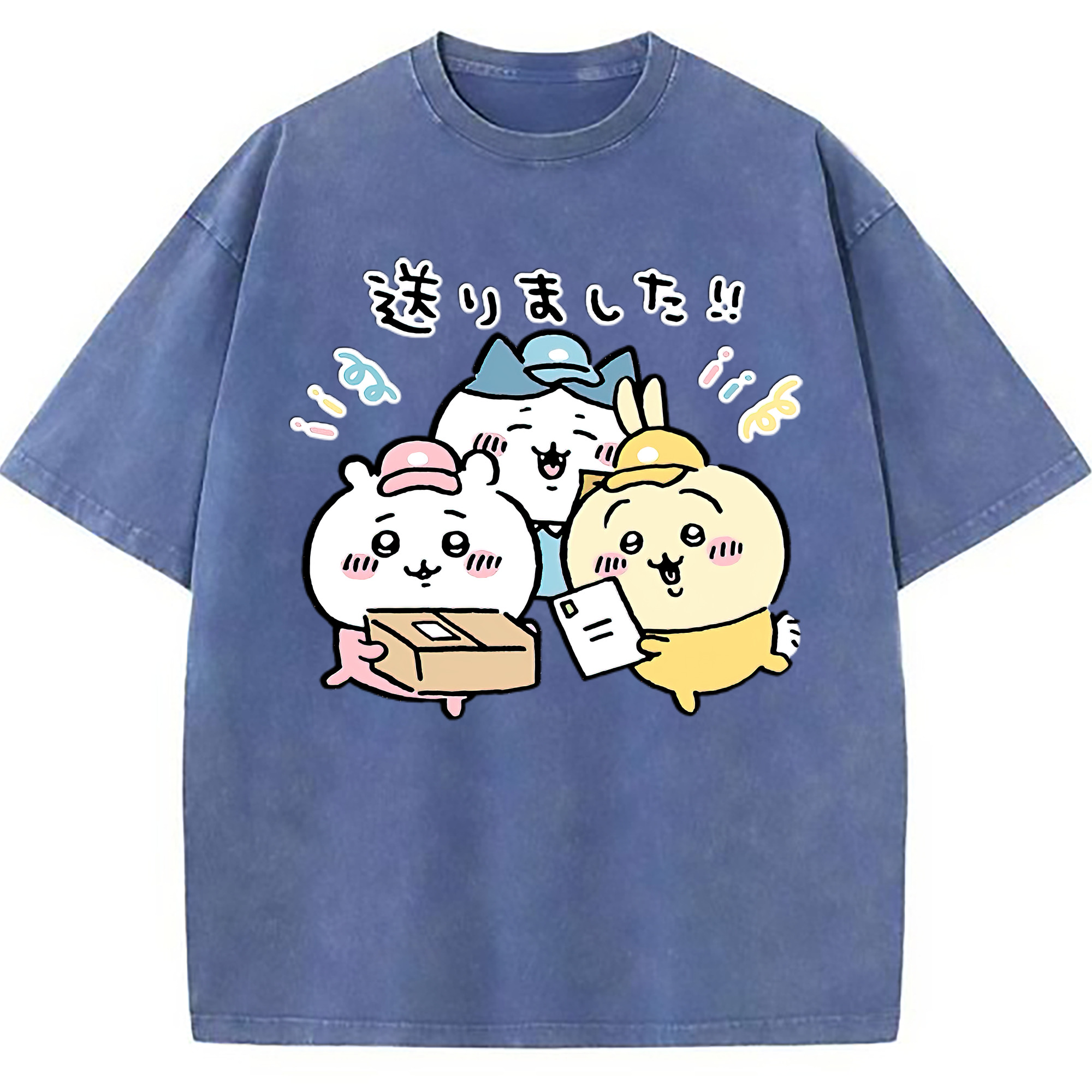 （画像用） ちいかわ ハチワレ Chii-kawa hachiware 綿100% ヴィンテージ風 半袖Tシャツ（フロントプリント）