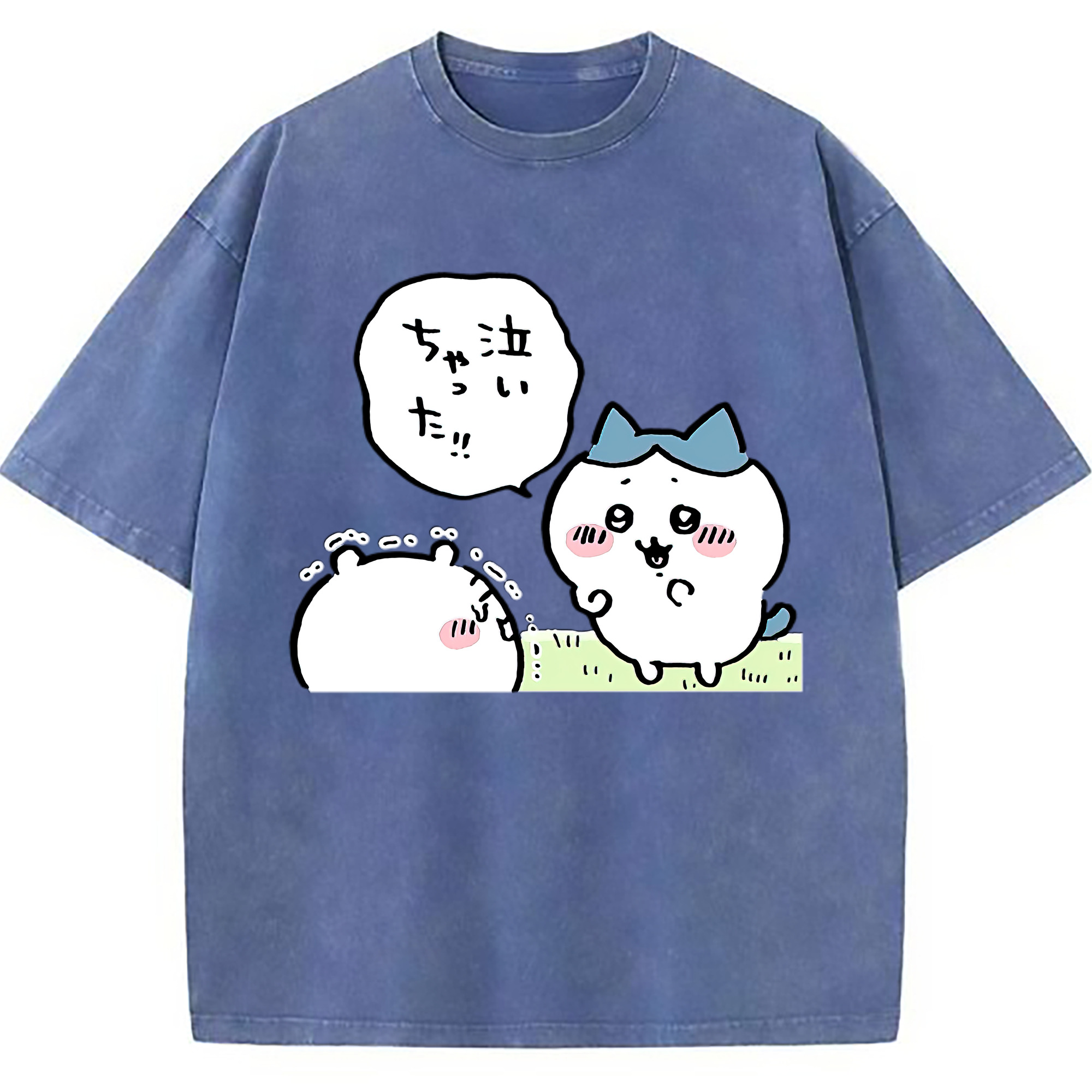 （画像用） ちいかわ ハチワレ Chii-kawa hachiware 綿100% ヴィンテージ風 半袖Tシャツ（フロントプリント）