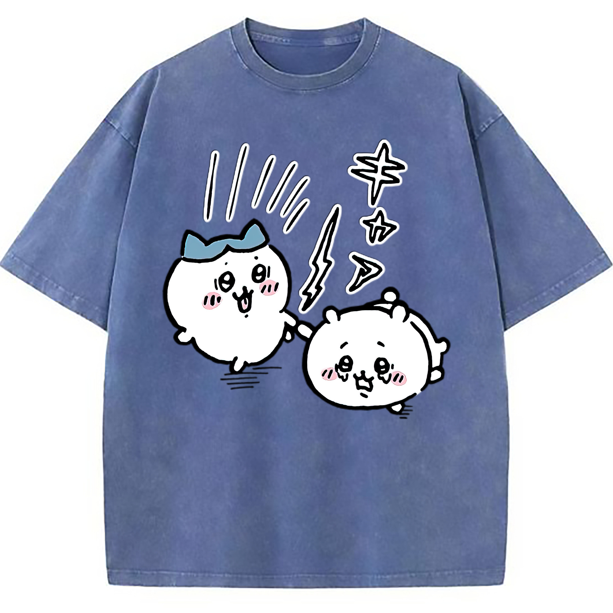 （画像用） ちいかわ ハチワレ Chii-kawa hachiware 綿100% ヴィンテージ風 半袖Tシャツ（フロントプリント）