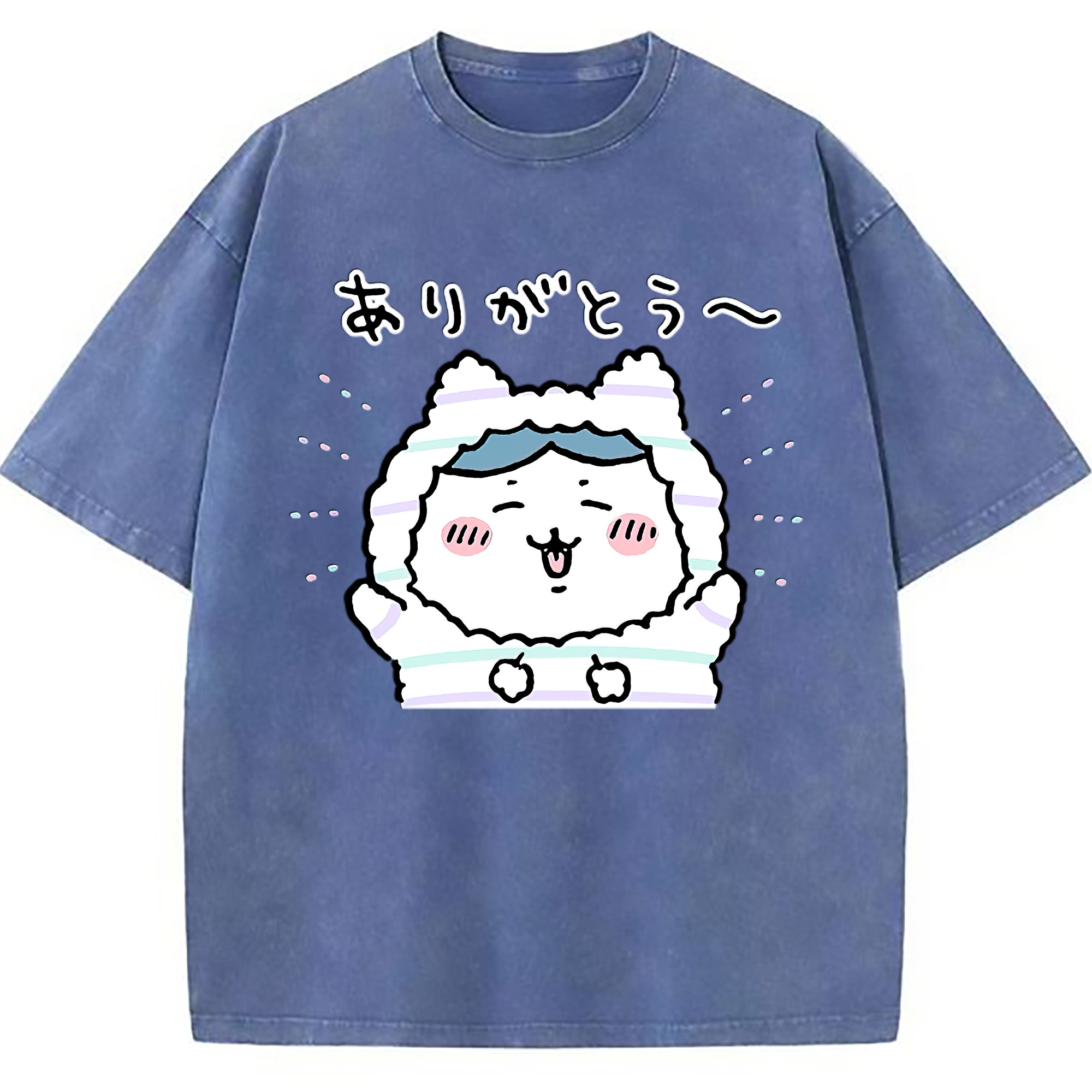 （画像用） ちいかわ ハチワレ Chii-kawa hachiware 綿100% ヴィンテージ風 半袖Tシャツ（フロントプリント）