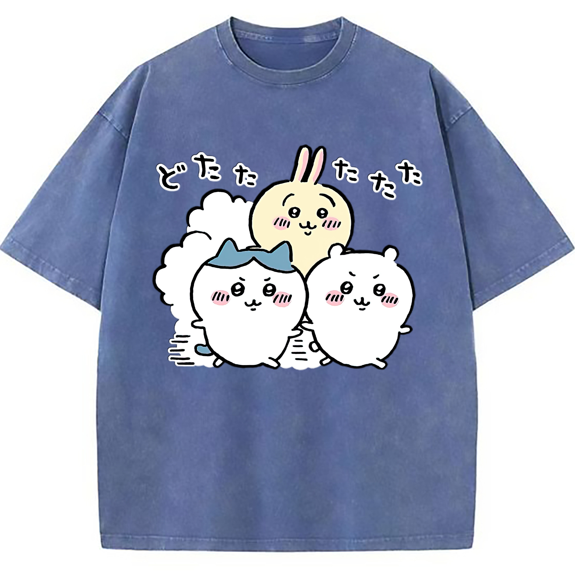 （画像用） ちいかわ ハチワレ Chii-kawa hachiware 綿100% ヴィンテージ風 半袖Tシャツ（フロントプリント）