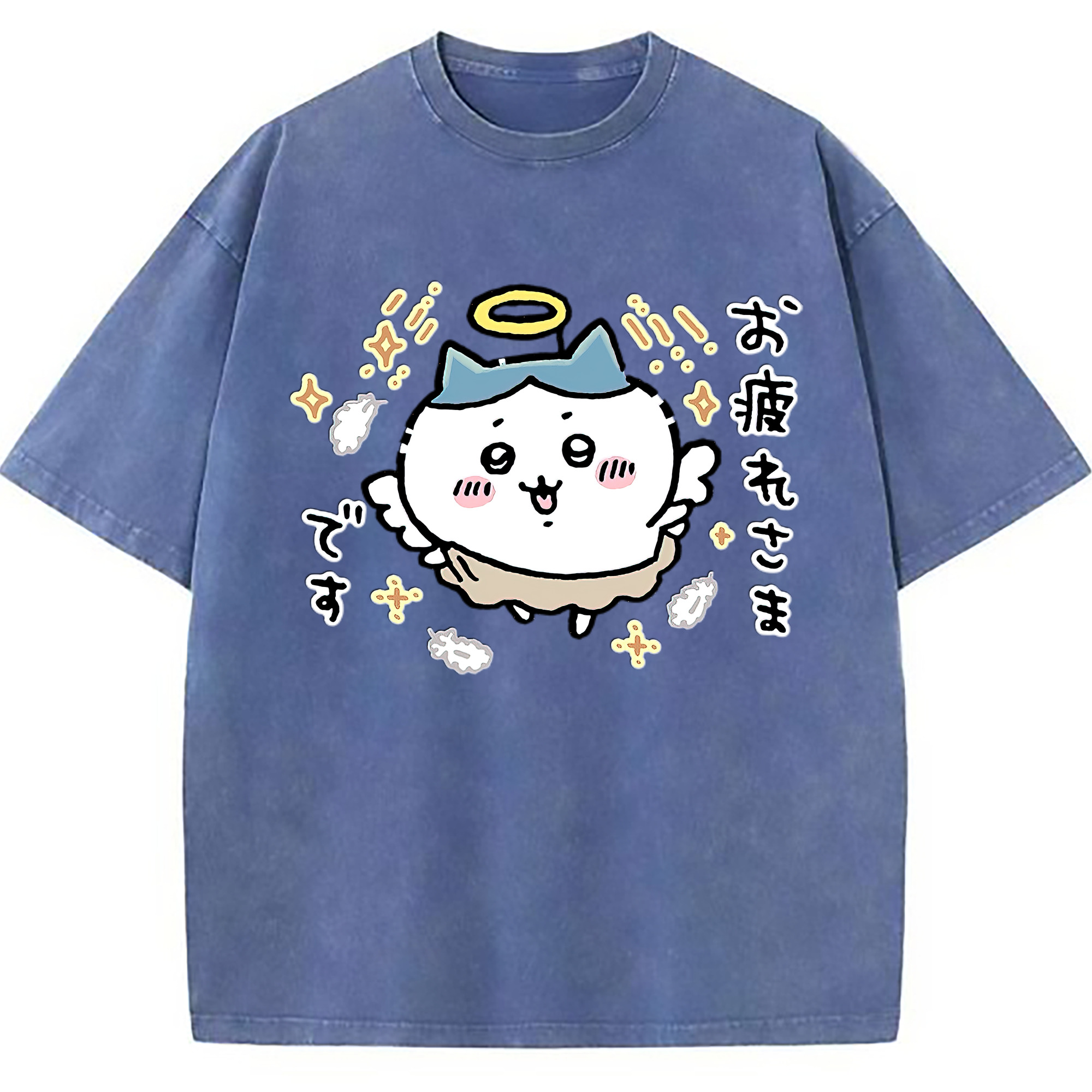 （画像用） ちいかわ ハチワレ Chii-kawa hachiware 綿100% ヴィンテージ風 半袖Tシャツ（フロントプリント）