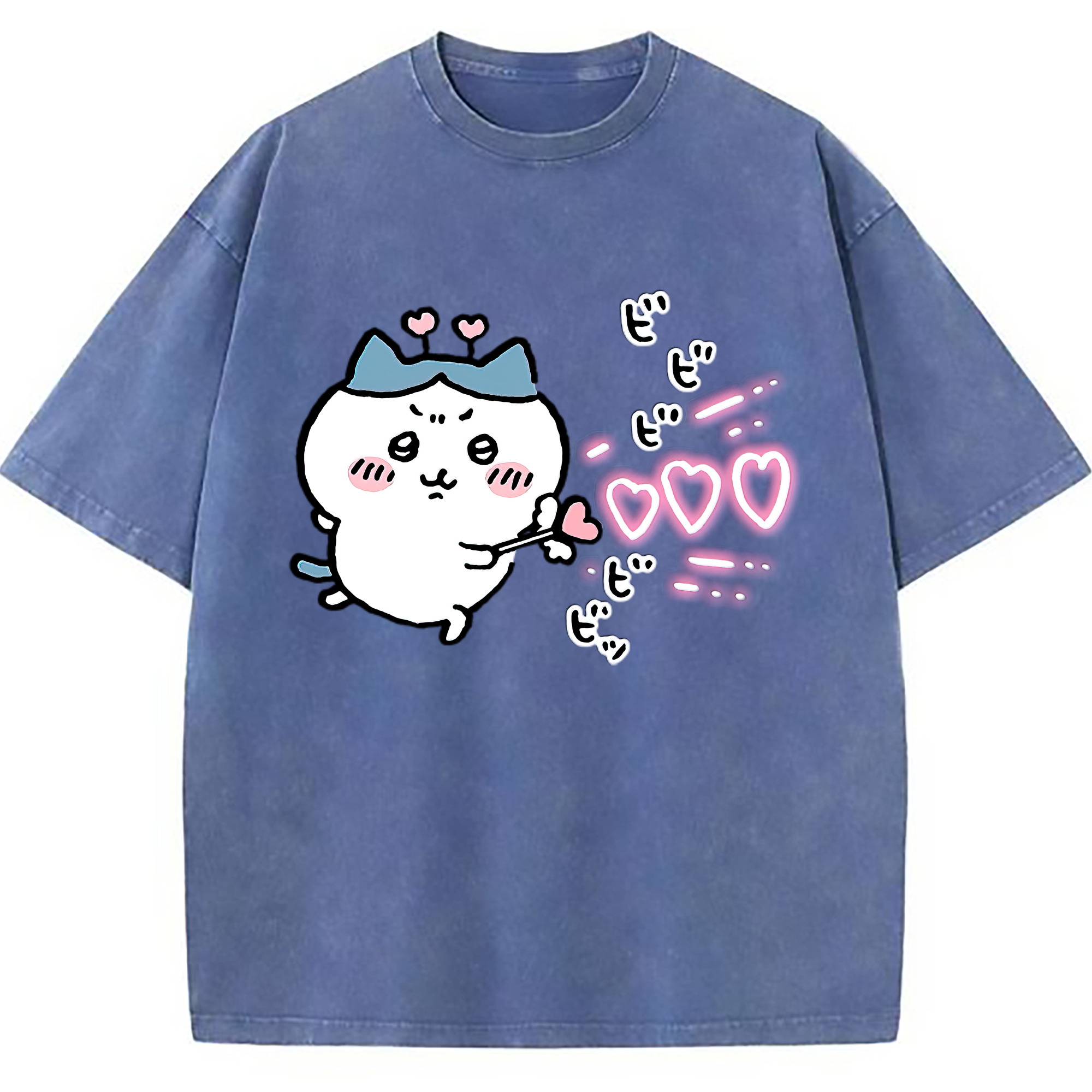 （画像用） ちいかわ ハチワレ Chii-kawa hachiware 綿100% ヴィンテージ風 半袖Tシャツ（フロントプリント）