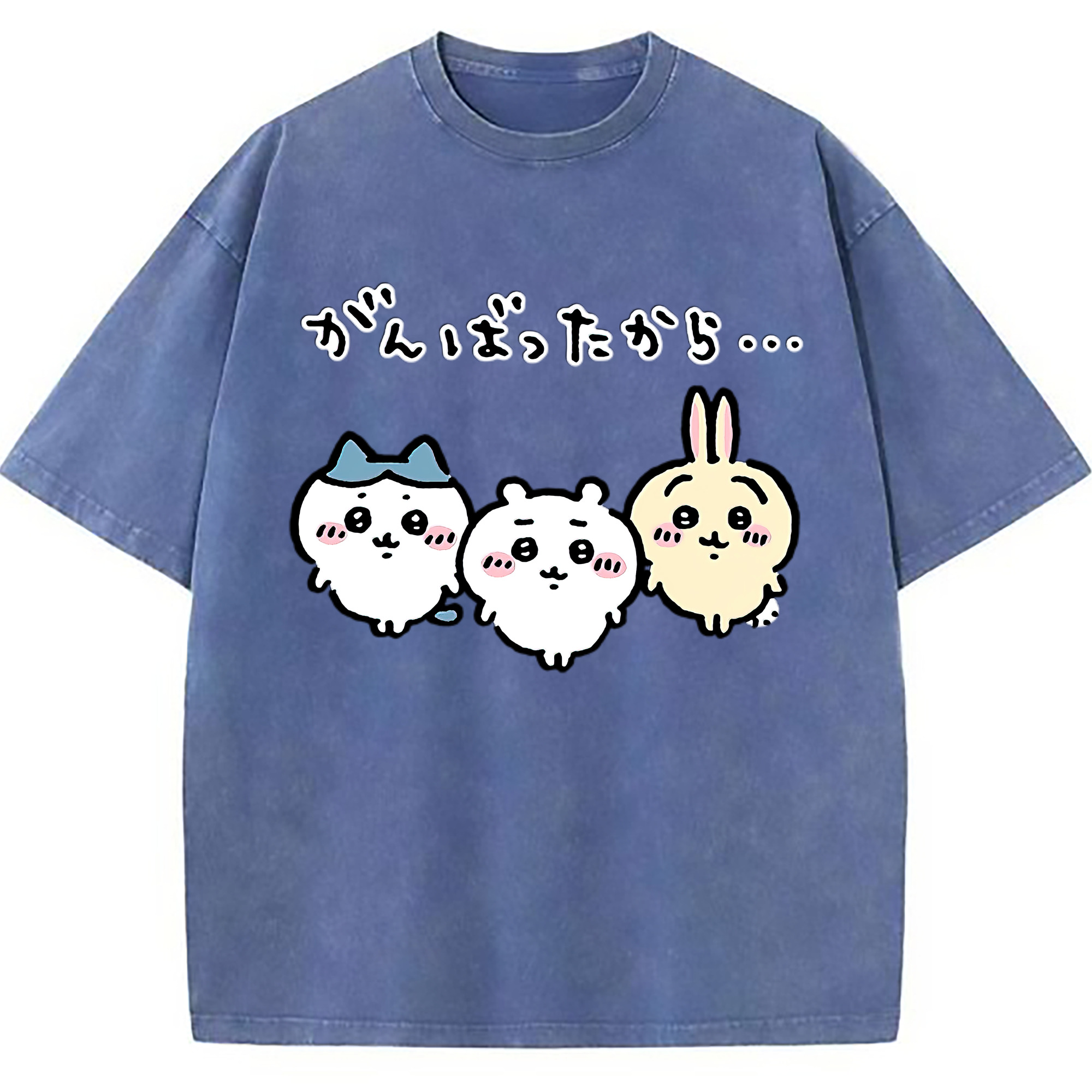 （画像用） ちいかわ ハチワレ Chii-kawa hachiware 綿100% ヴィンテージ風 半袖Tシャツ（フロントプリント）