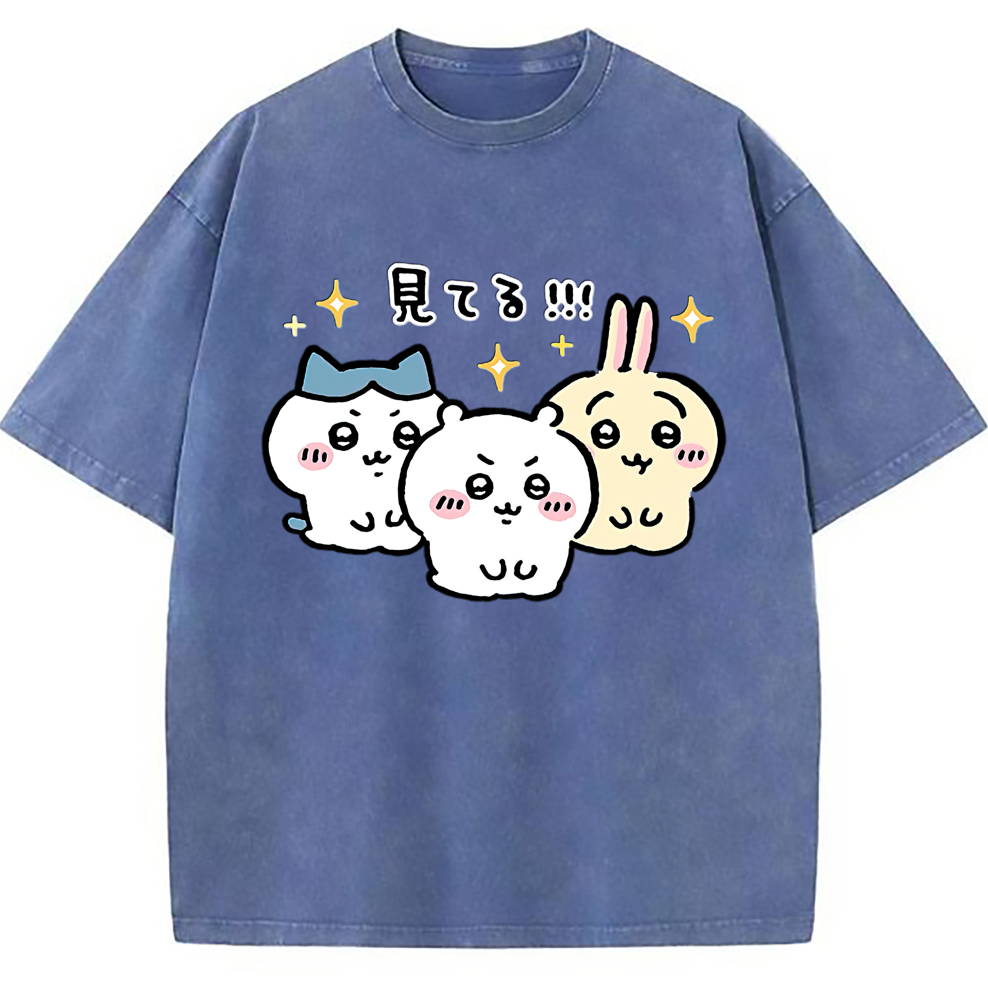 （画像用） ちいかわ ハチワレ Chii-kawa hachiware 綿100% ヴィンテージ風 半袖Tシャツ（フロントプリント）