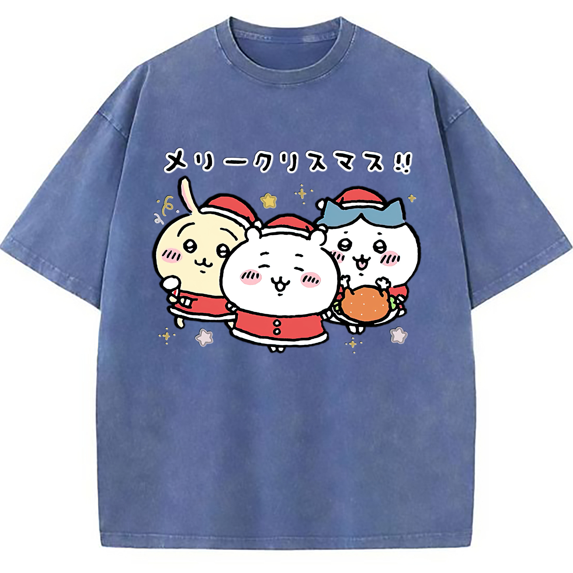 （画像用） ちいかわ ハチワレ Chii-kawa hachiware 綿100% ヴィンテージ風 半袖Tシャツ（フロントプリント）