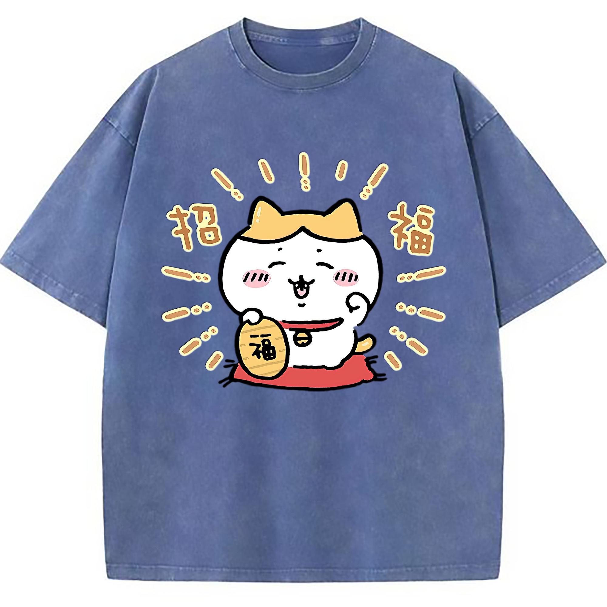 （画像用） ちいかわ ハチワレ Chii-kawa hachiware 綿100% ヴィンテージ風 半袖Tシャツ（フロントプリント）