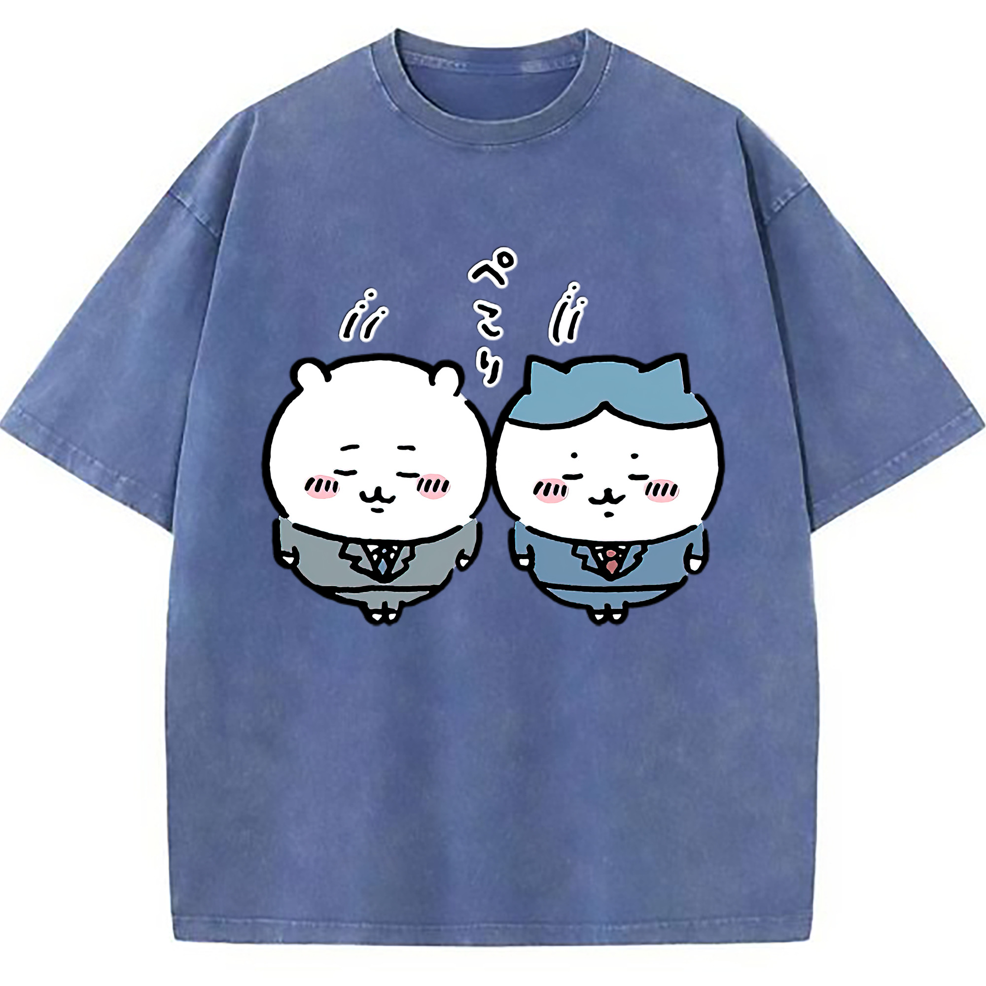 （画像用） ちいかわ ハチワレ Chii-kawa hachiware 綿100% ヴィンテージ風 半袖Tシャツ（フロントプリント）