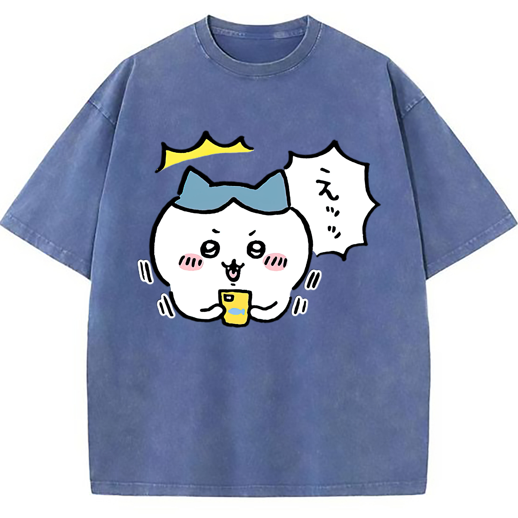 （画像用） ちいかわ ハチワレ Chii-kawa hachiware 綿100% ヴィンテージ風 半袖Tシャツ（フロントプリント）