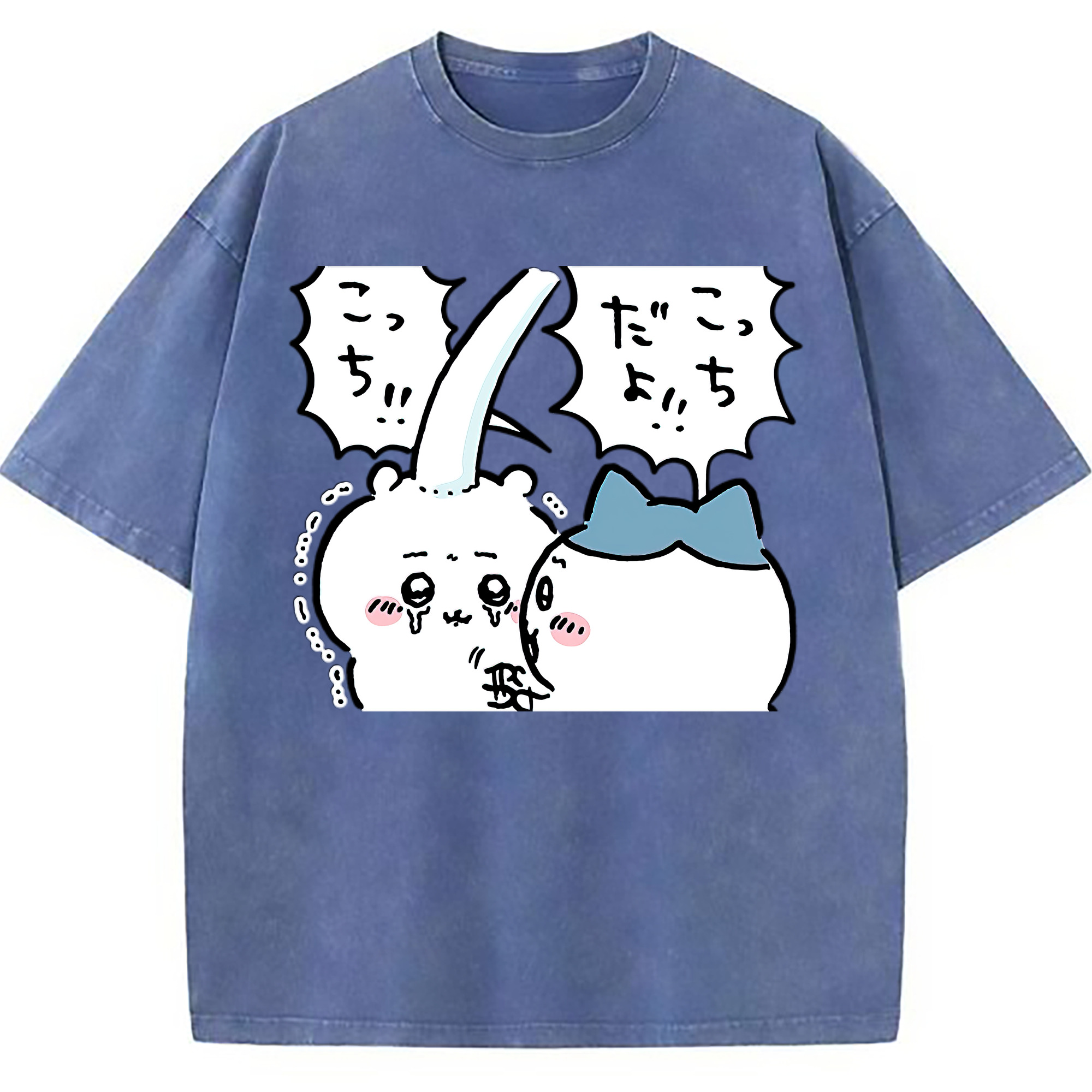 （画像用） ちいかわ ハチワレ Chii-kawa hachiware 綿100% ヴィンテージ風 半袖Tシャツ（フロントプリント）