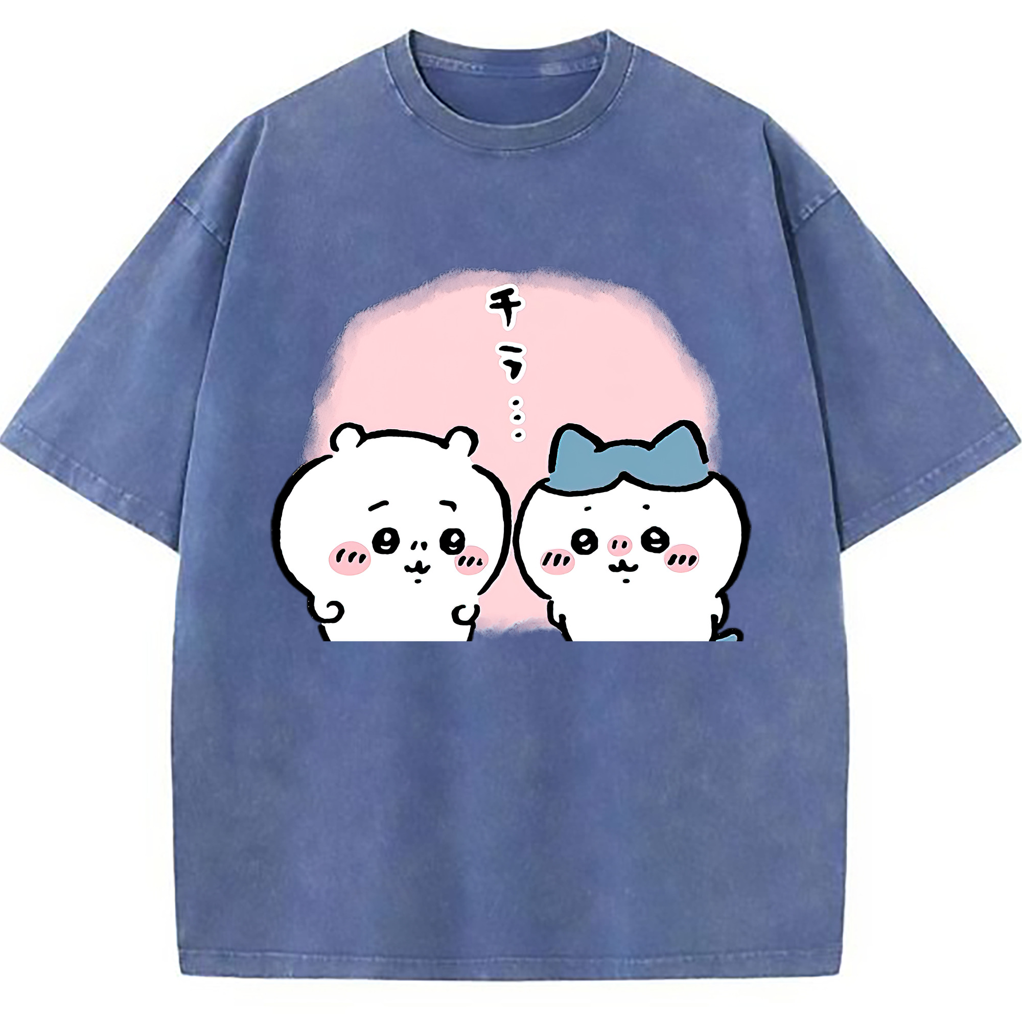 （画像用） ちいかわ ハチワレ Chii-kawa hachiware 綿100% ヴィンテージ風 半袖Tシャツ（フロントプリント）