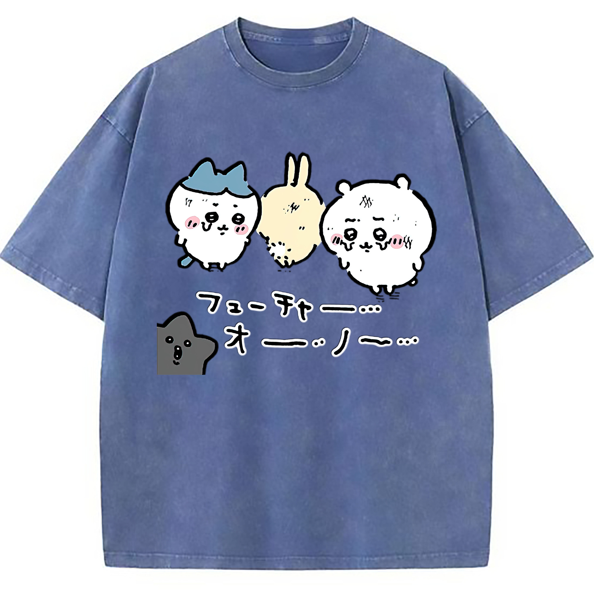 （画像用） ちいかわ ハチワレ Chii-kawa hachiware 綿100% ヴィンテージ風 半袖Tシャツ（フロントプリント）