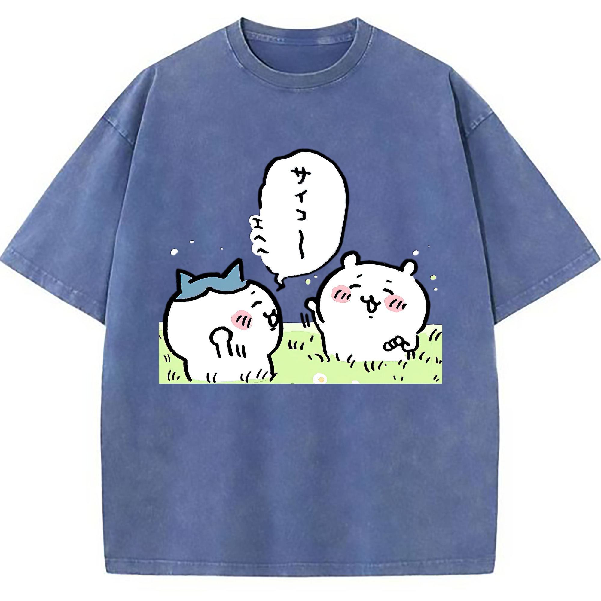 （画像用） ちいかわ ちいかわ Chii-kawa chiikawa 綿100% ヴィンテージ風 半袖Tシャツ（フロントプリント）